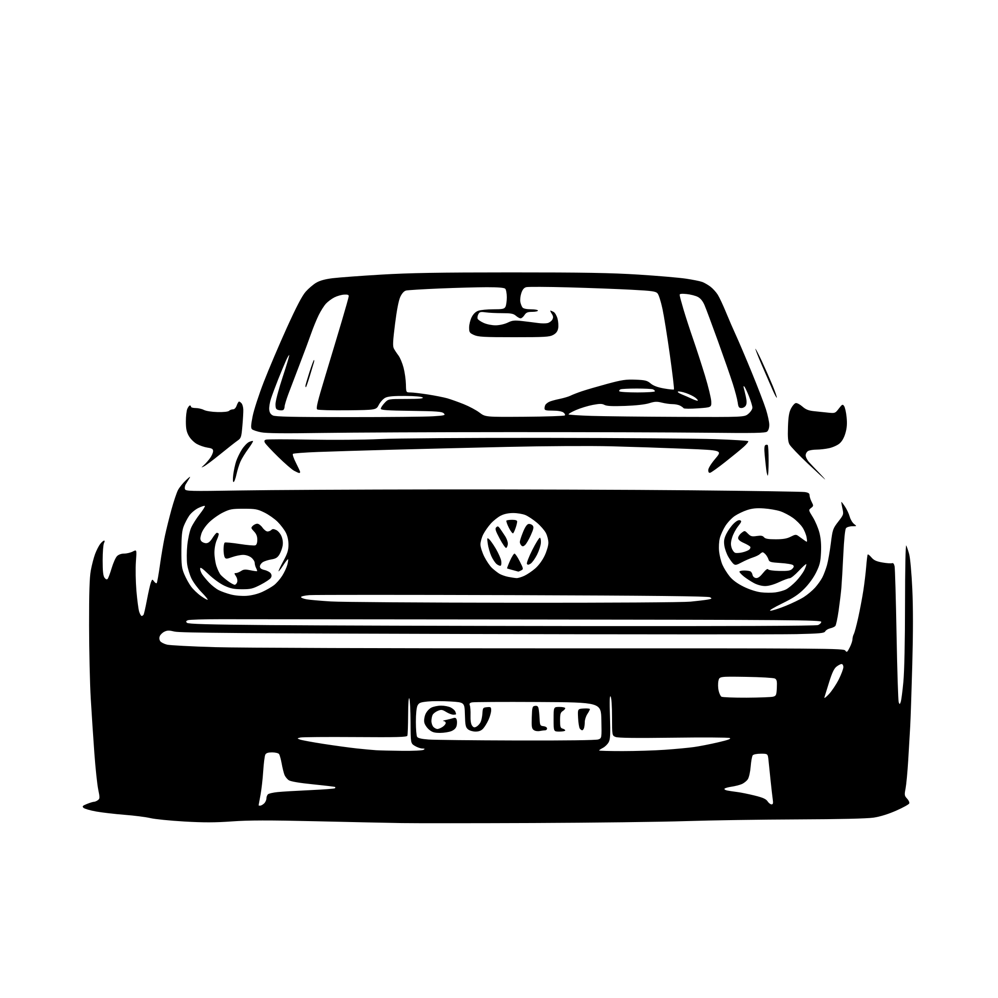 AI-generated SVG of a front view of a vw golf