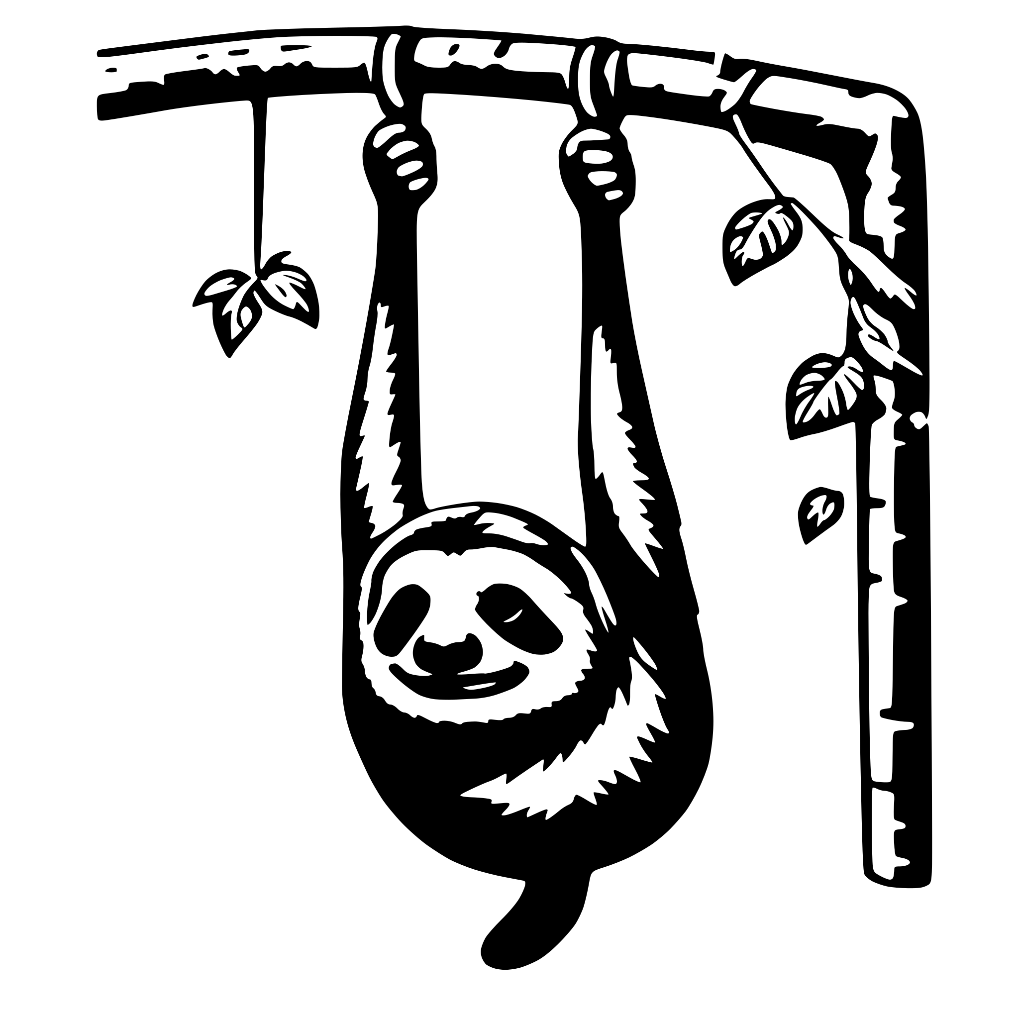 AI-generated SVG of 'Hanging Sloth'