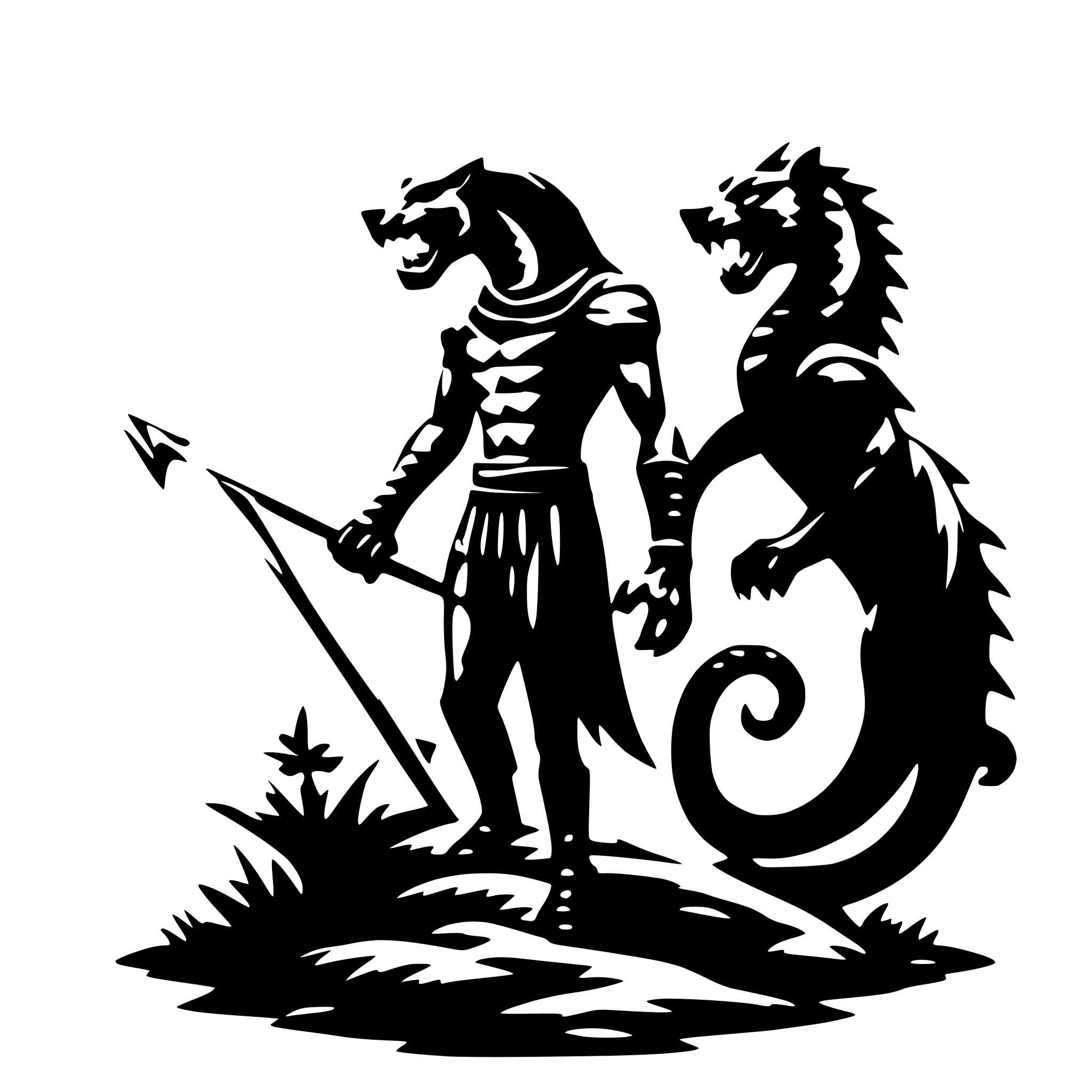 AI-generated SVG of a A reaper silhoutte at the top .below underneath are a dragon fighting a tiger AI-generated SVG of a A reaper silhoutte at the top .below underneath are a dragon fighting a tiger