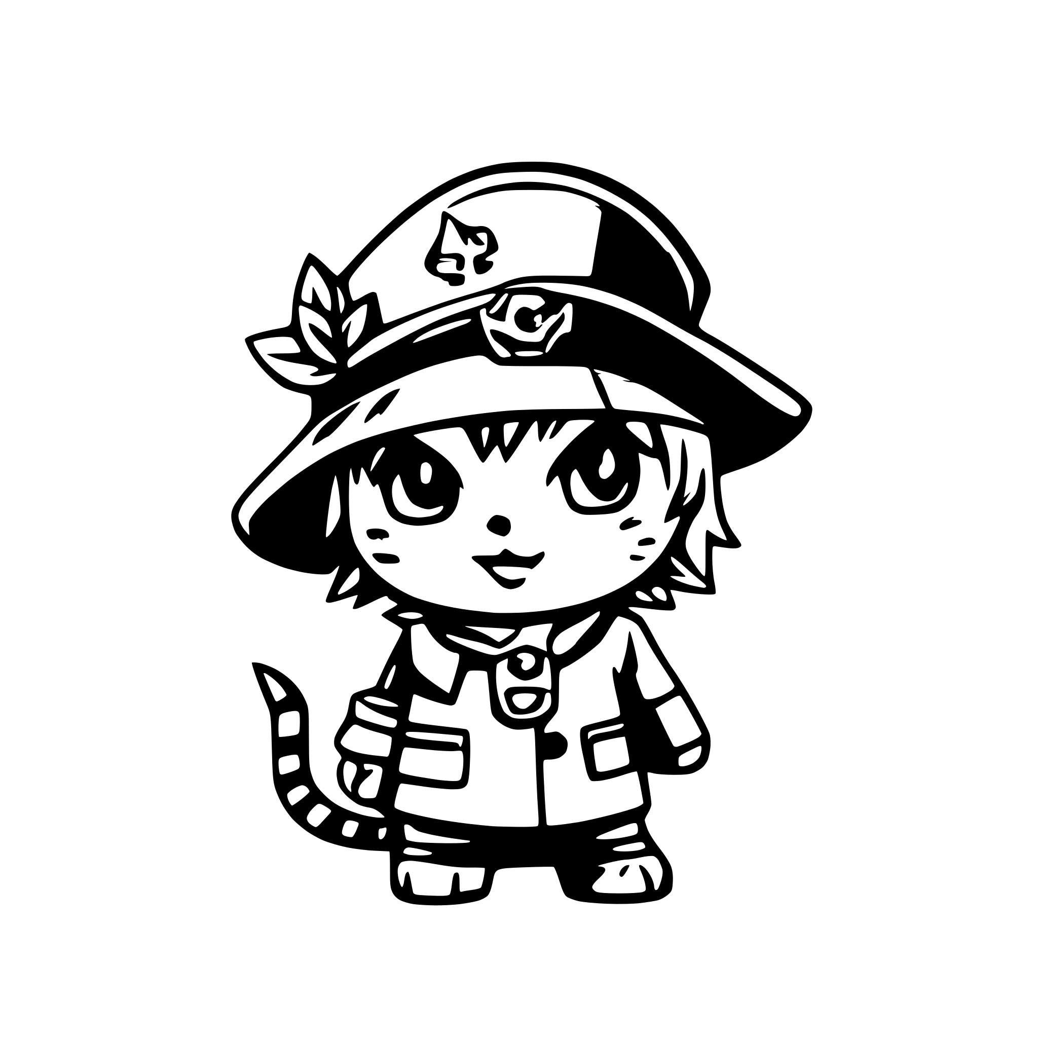 AI-generated SVG of a kawai pirate cat wearing a pirate hat