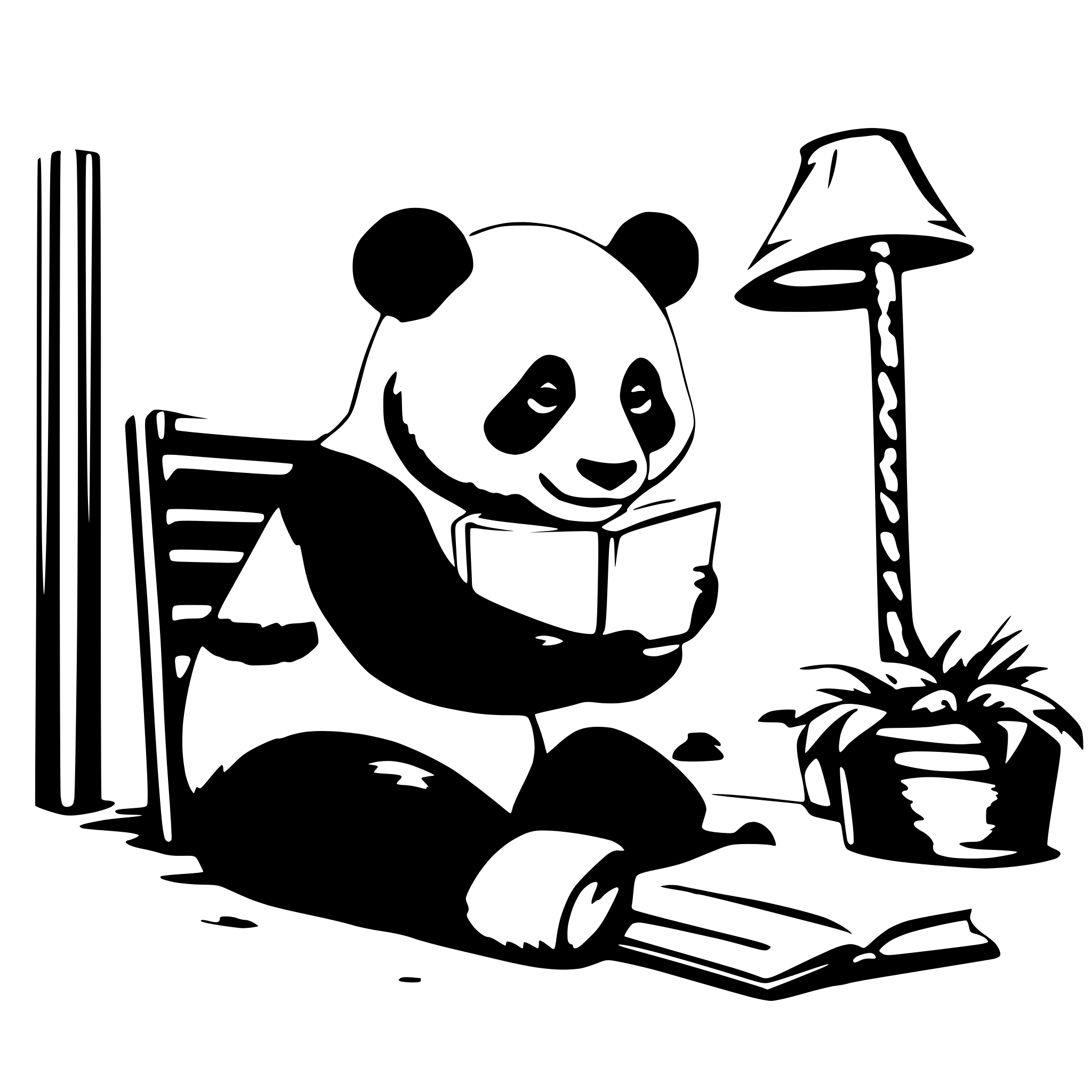 AI-generated SVG of a a panda ,sit in the bedroom,read a book