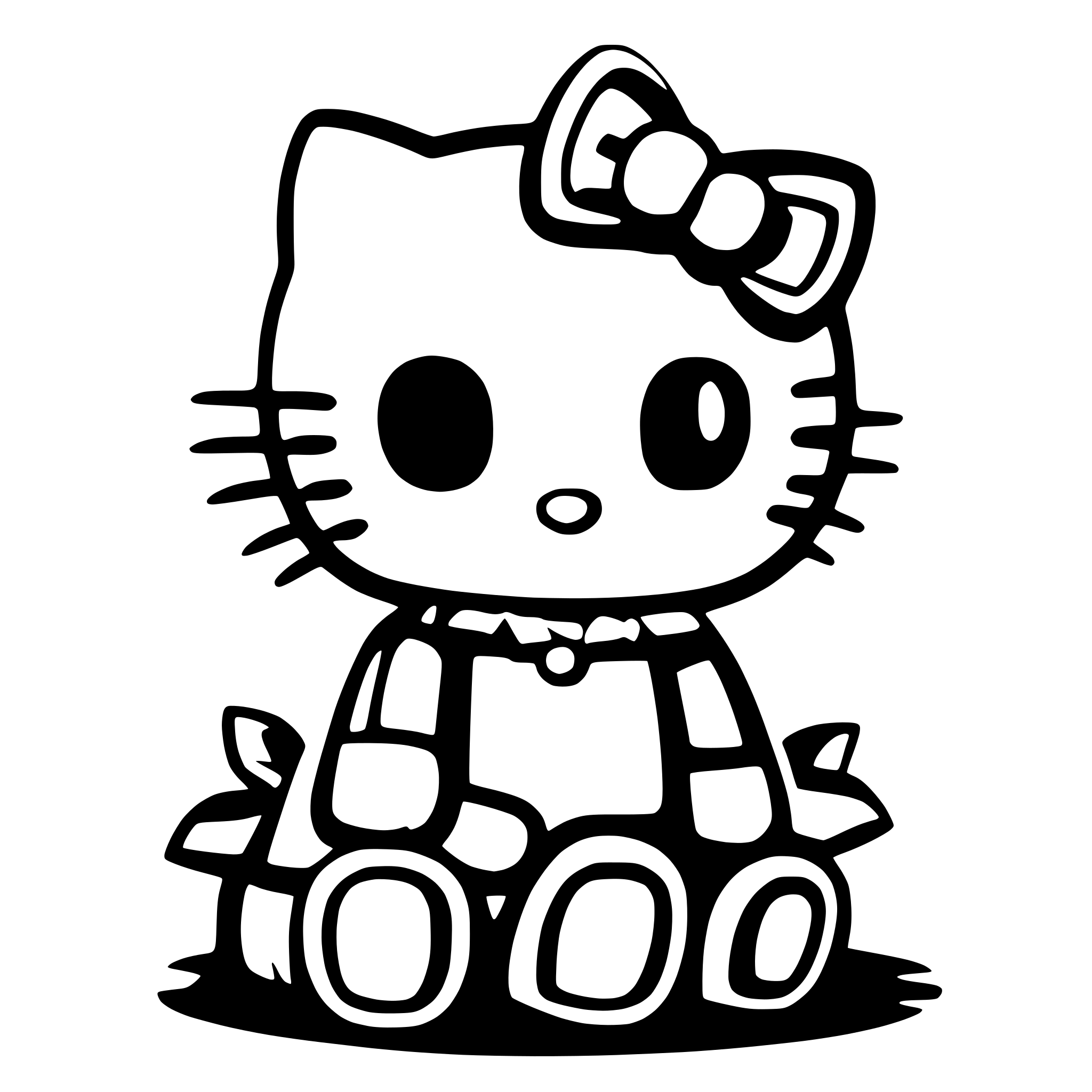 AI-generated SVG of 'Hello Kitty character with bows'