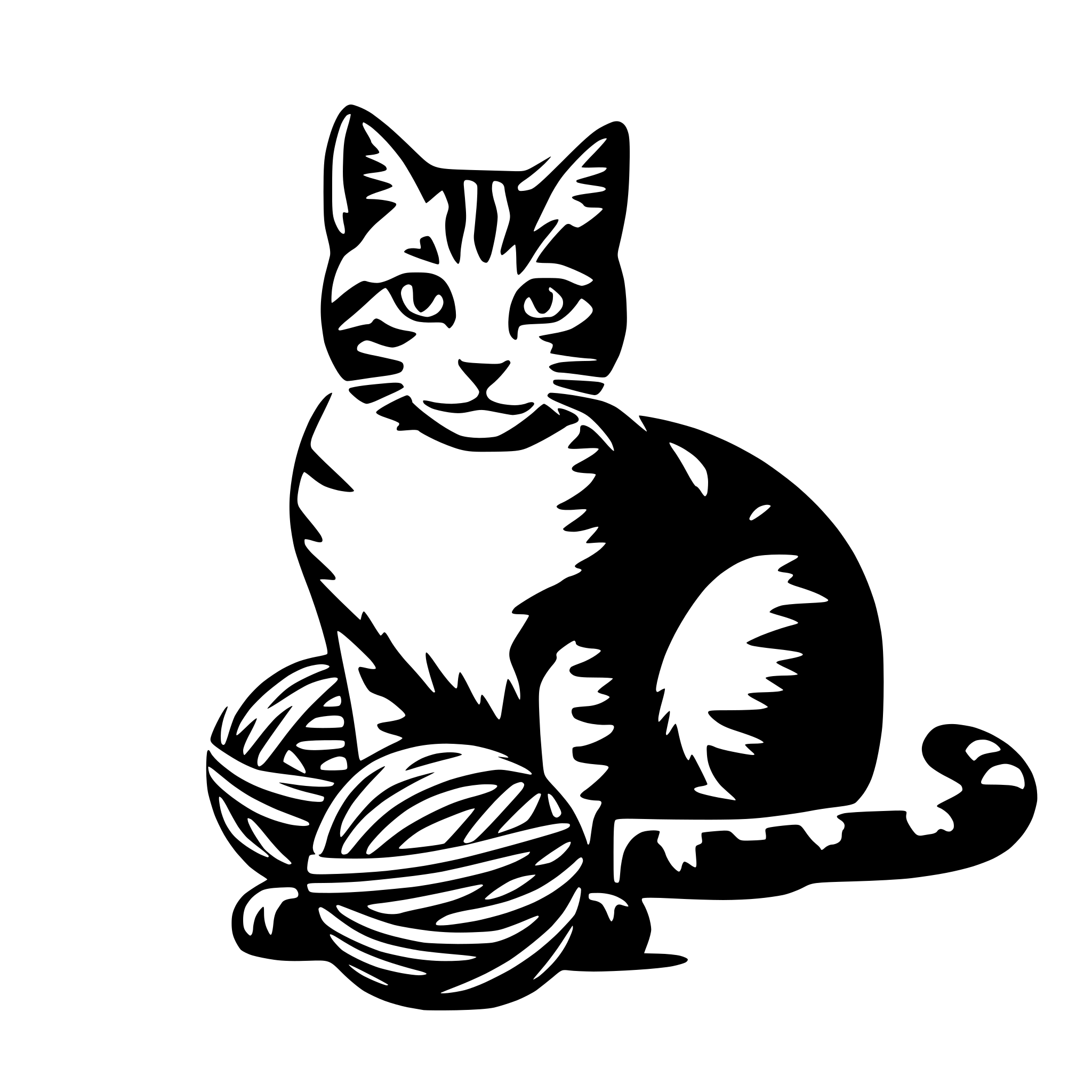 AI-generated SVG of a cat and yarn ball