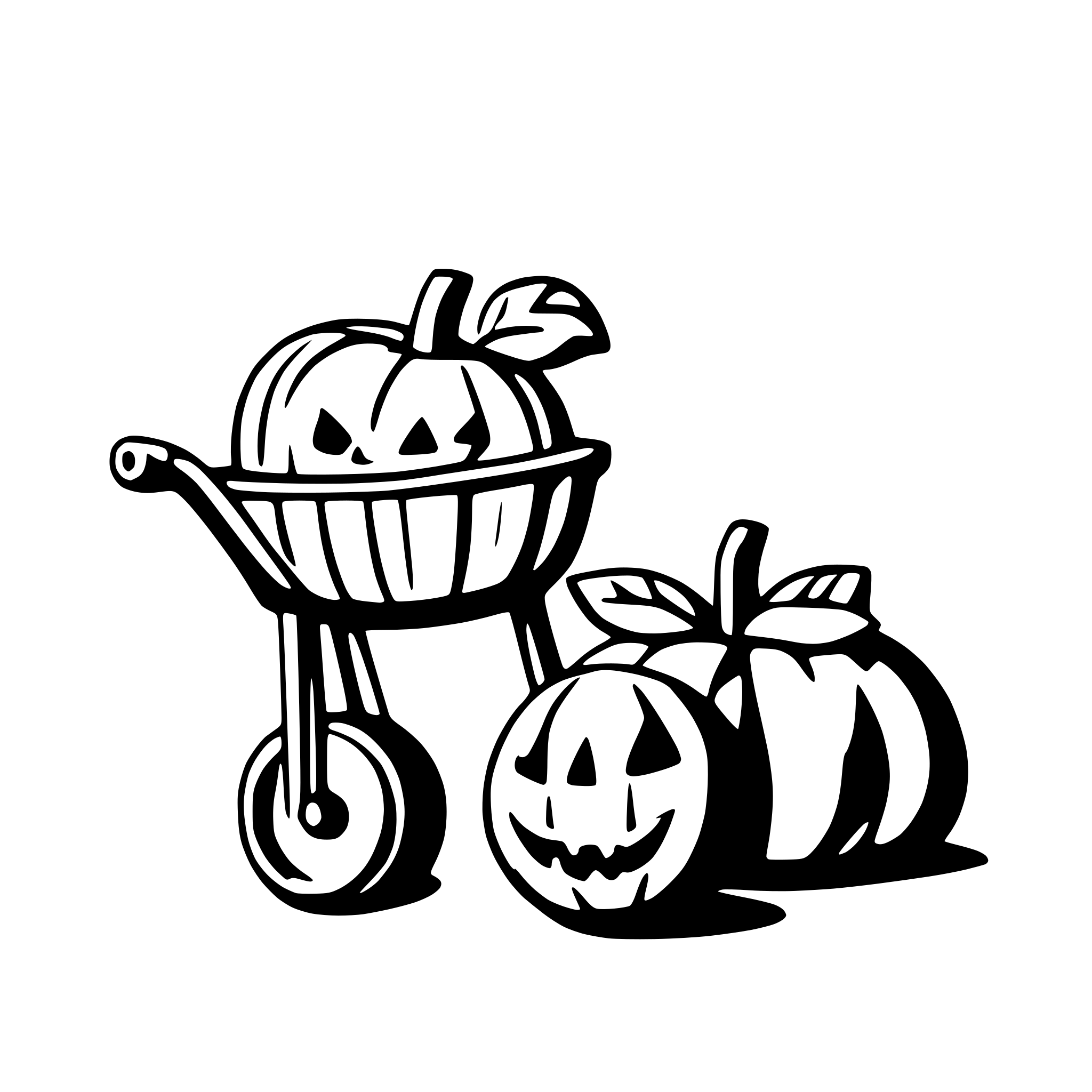 AI-generated SVG of a spookey pumpkins with wheelbarrow