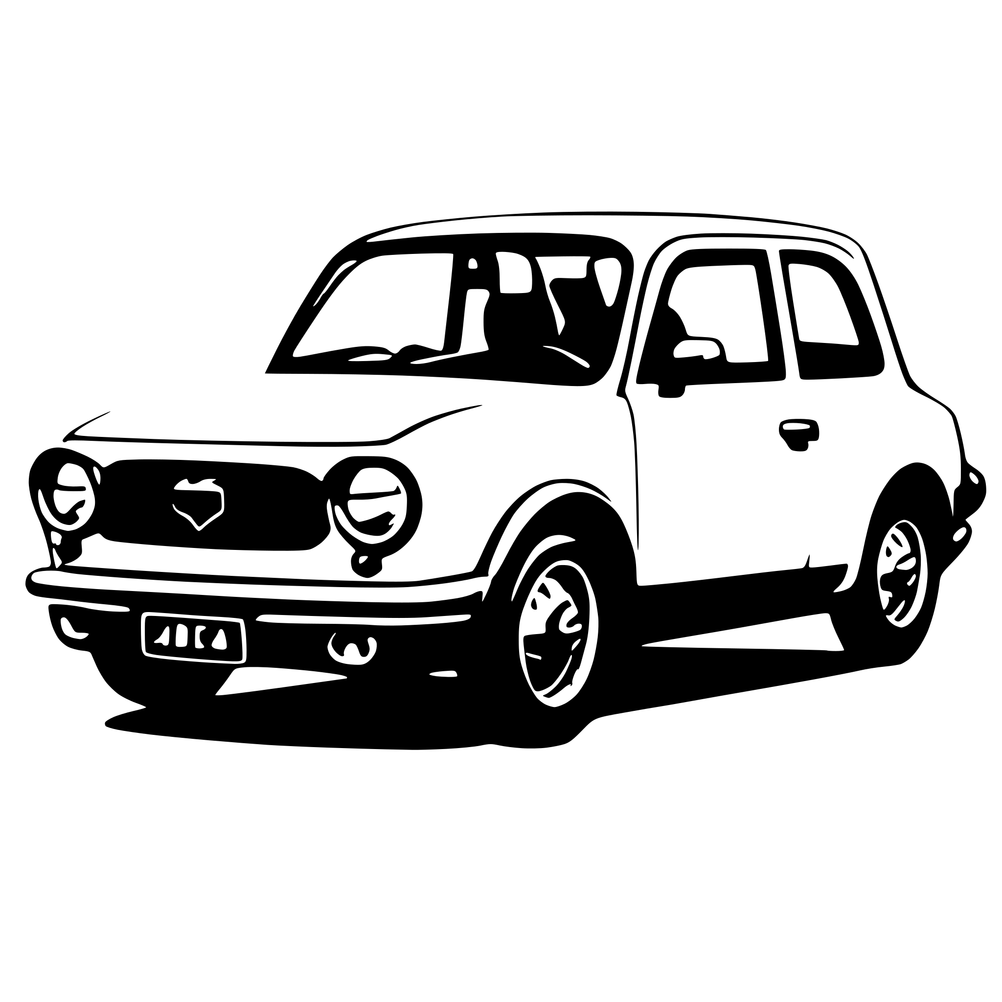 AI-generated SVG of a 1970 subaru sedan microcar no background