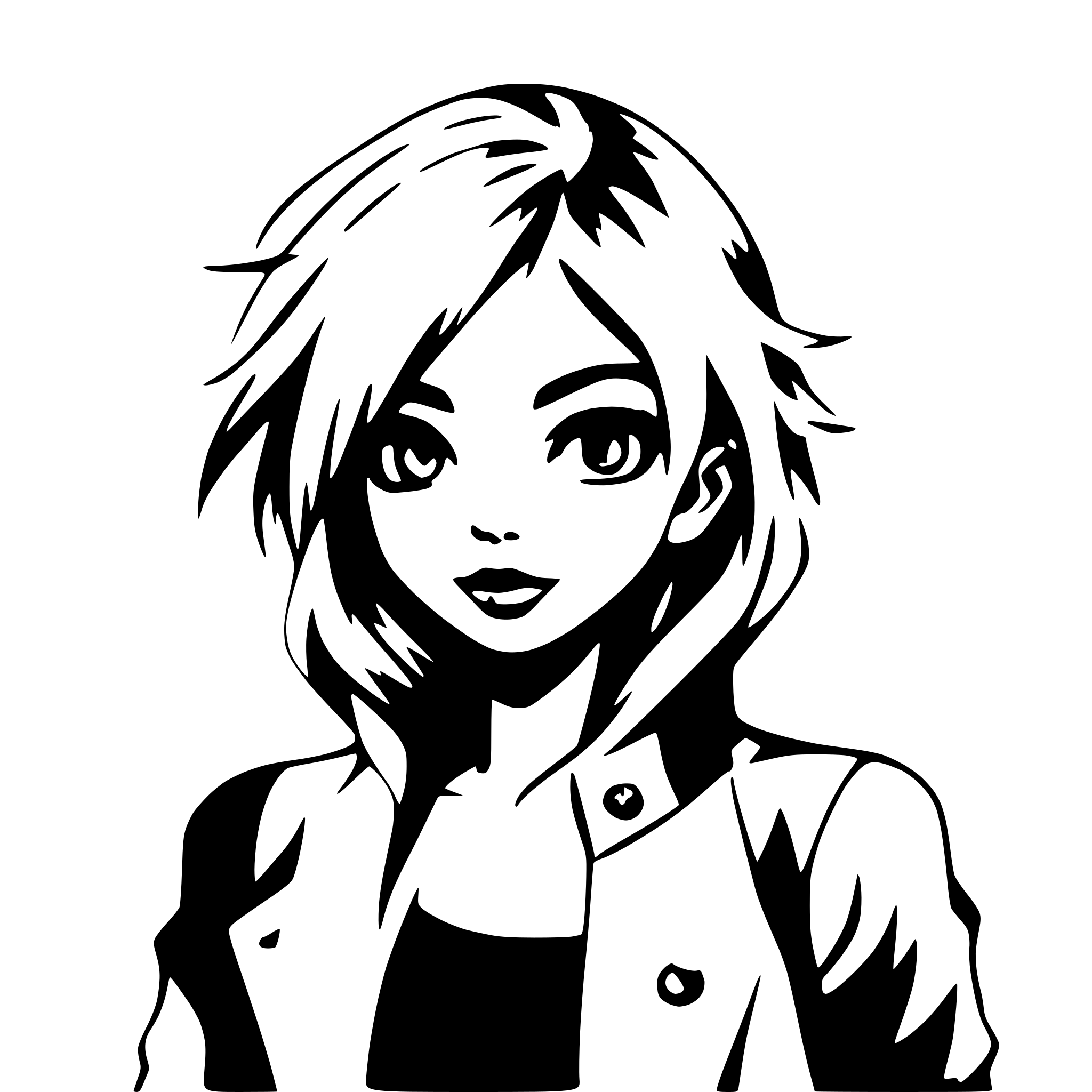 AI-generated SVG of a A woman silouette with spike hairs