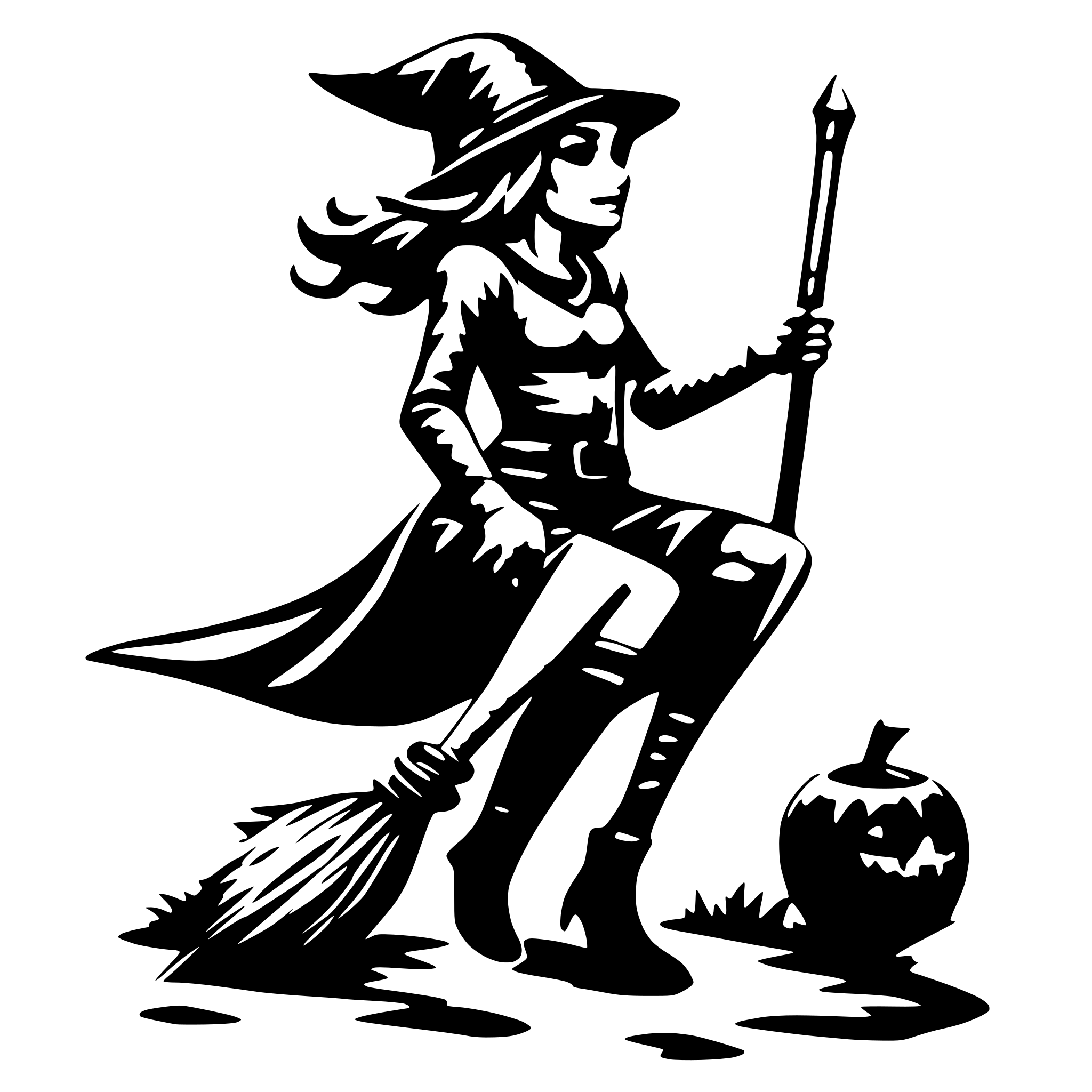 AI-generated SVG of 'a witch on a broom'