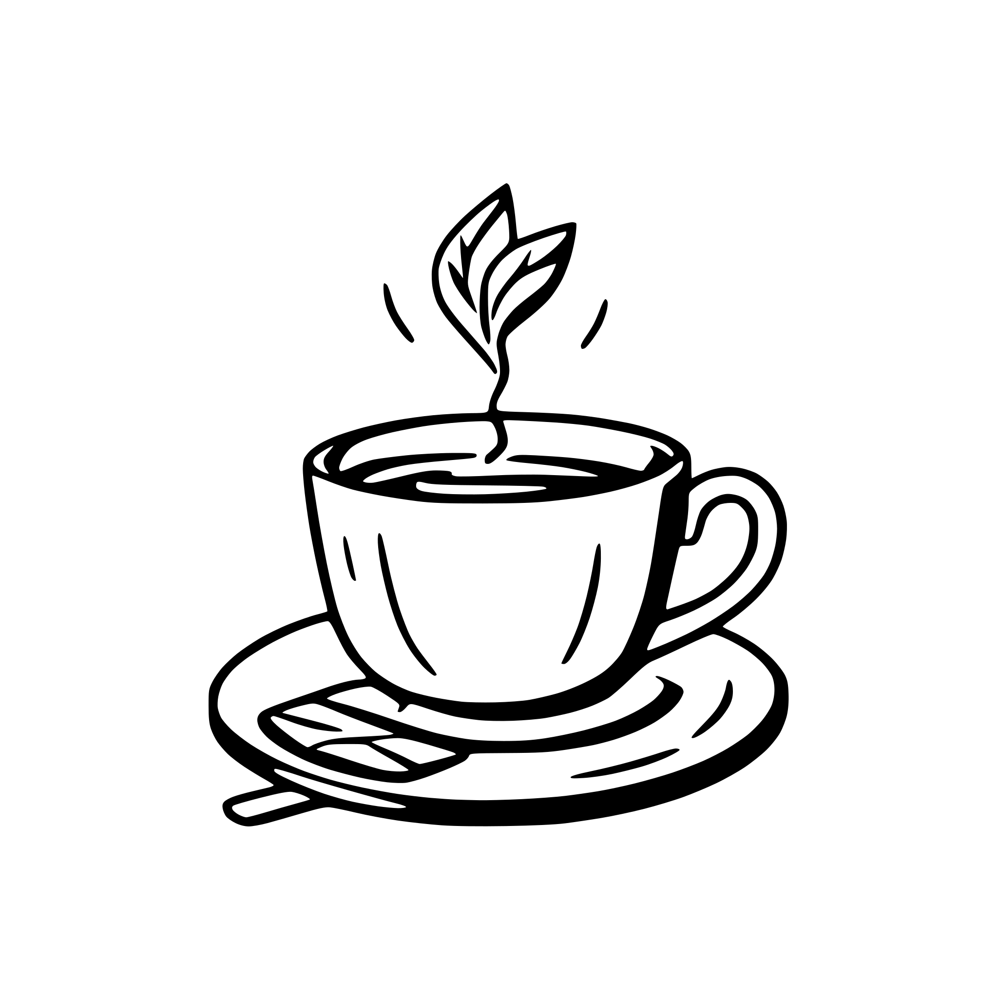 AI-generated SVG of a text "Good Morning !!" in coffee cup with DESIGN AND smoke on wooden table