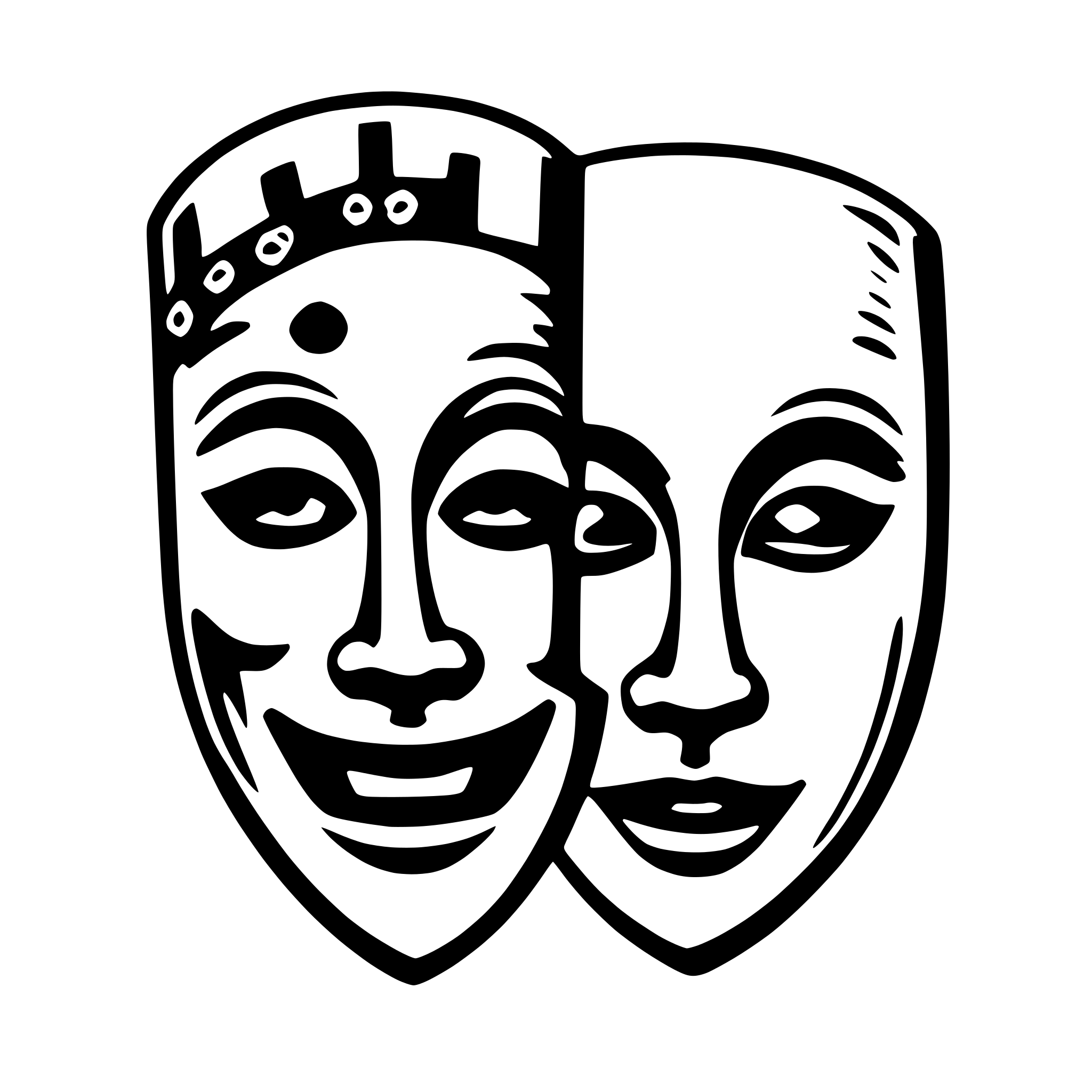 AI-generated SVG of a Comedy Mask and Tragedy Mask