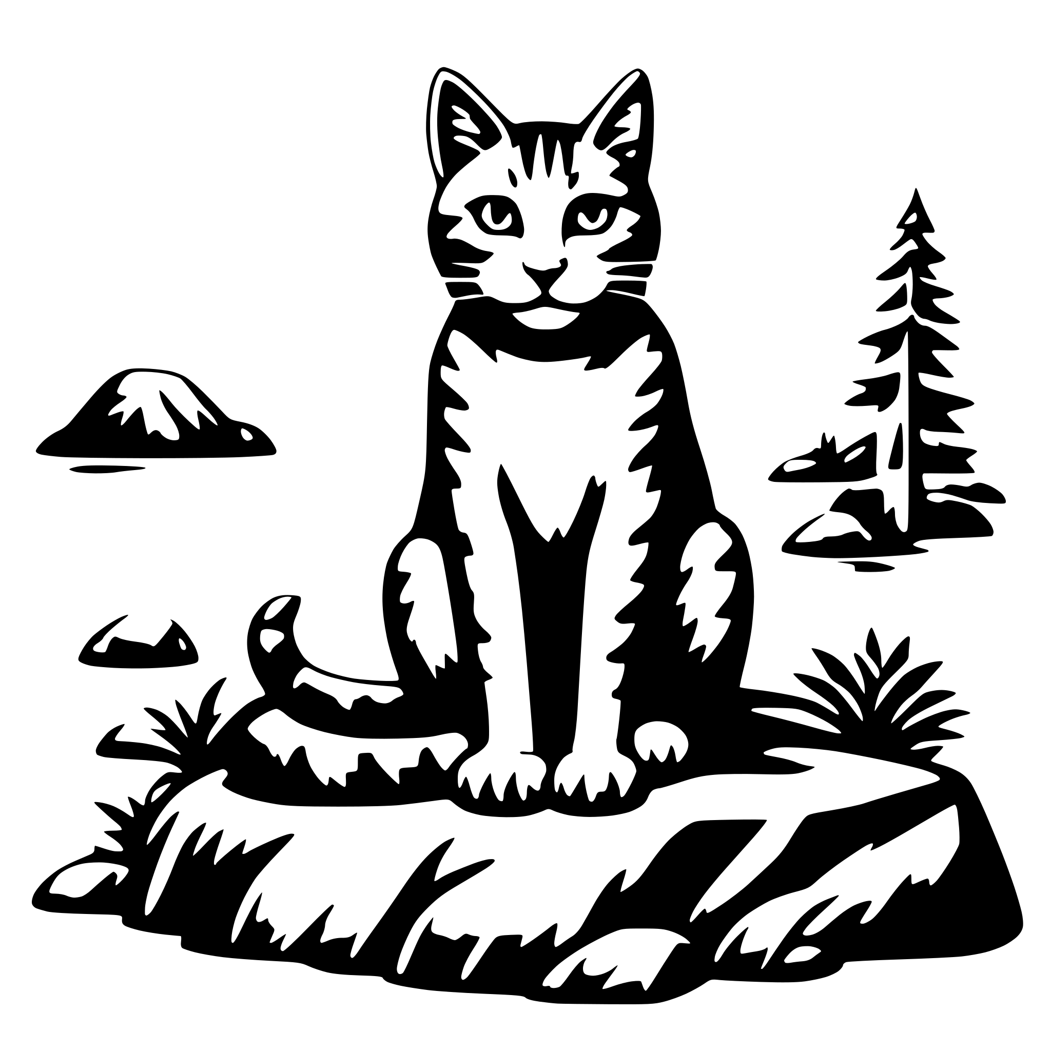 AI-generated SVG of 'cat sitting on rock'