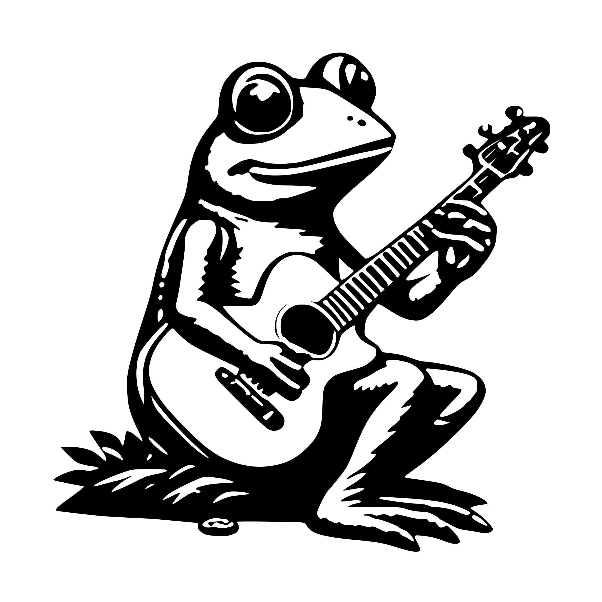 AI-generated SVG of a frog playing guitar
