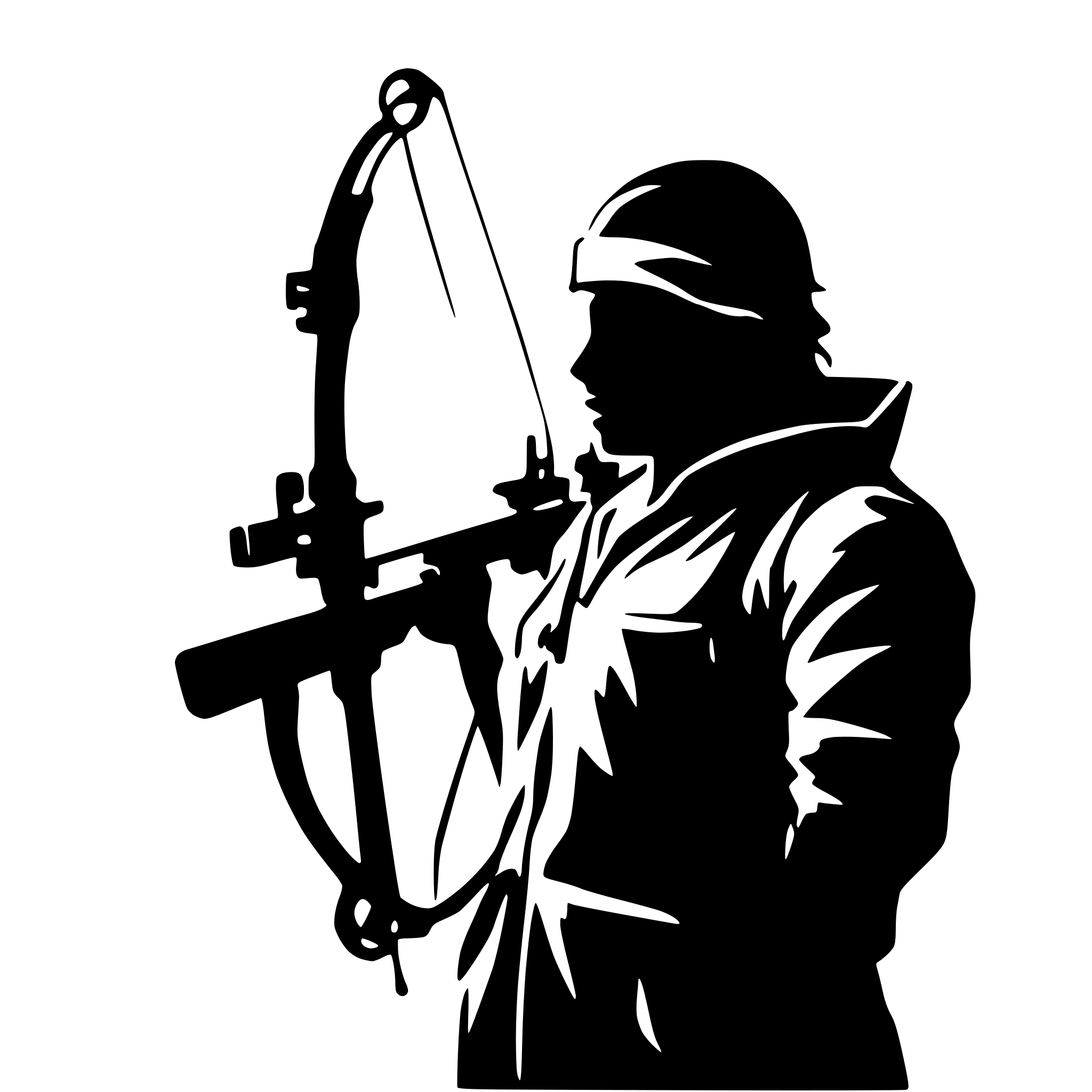 AI-generated SVG of a a silhouette of a bow hunter