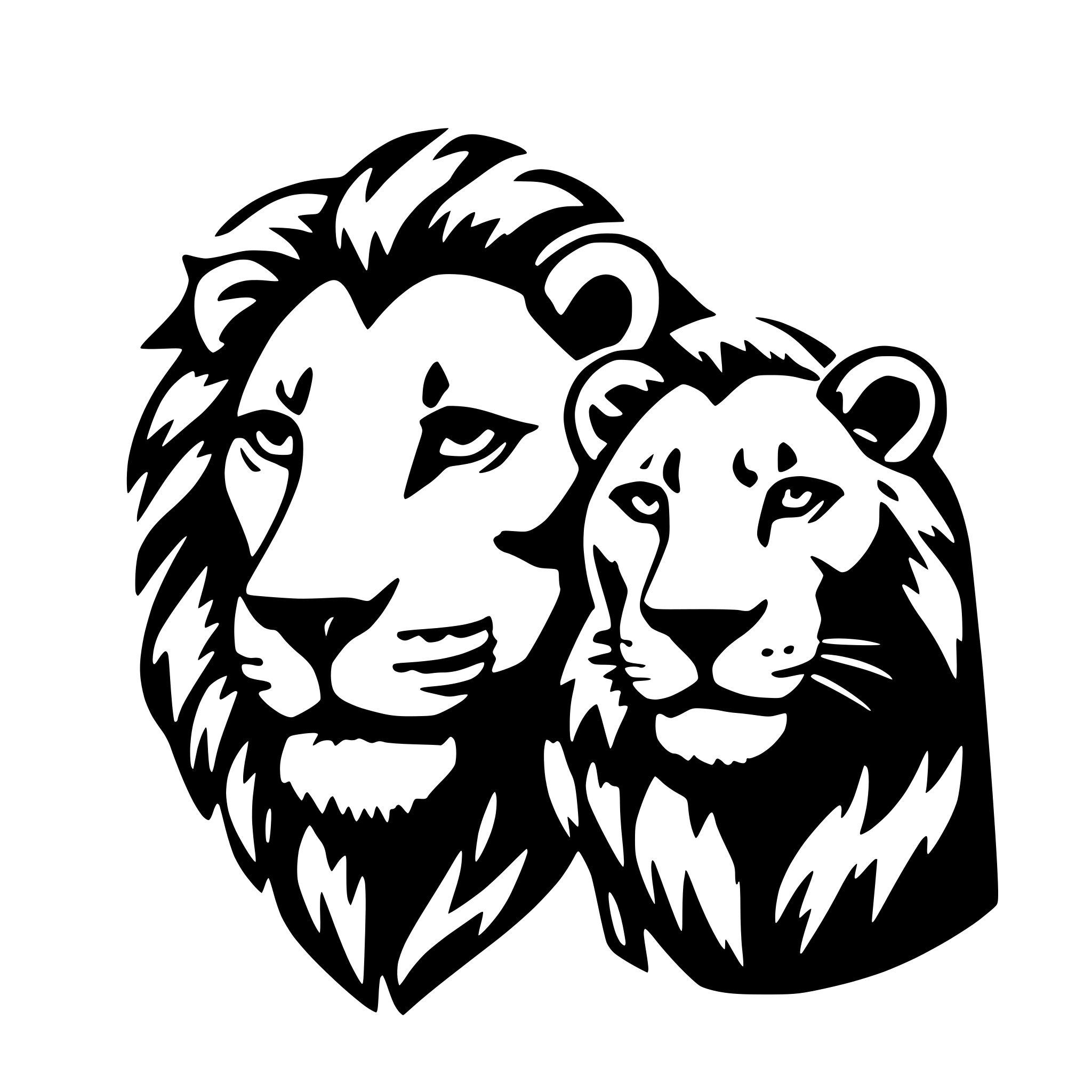 AI-generated SVG of a Lion earrings