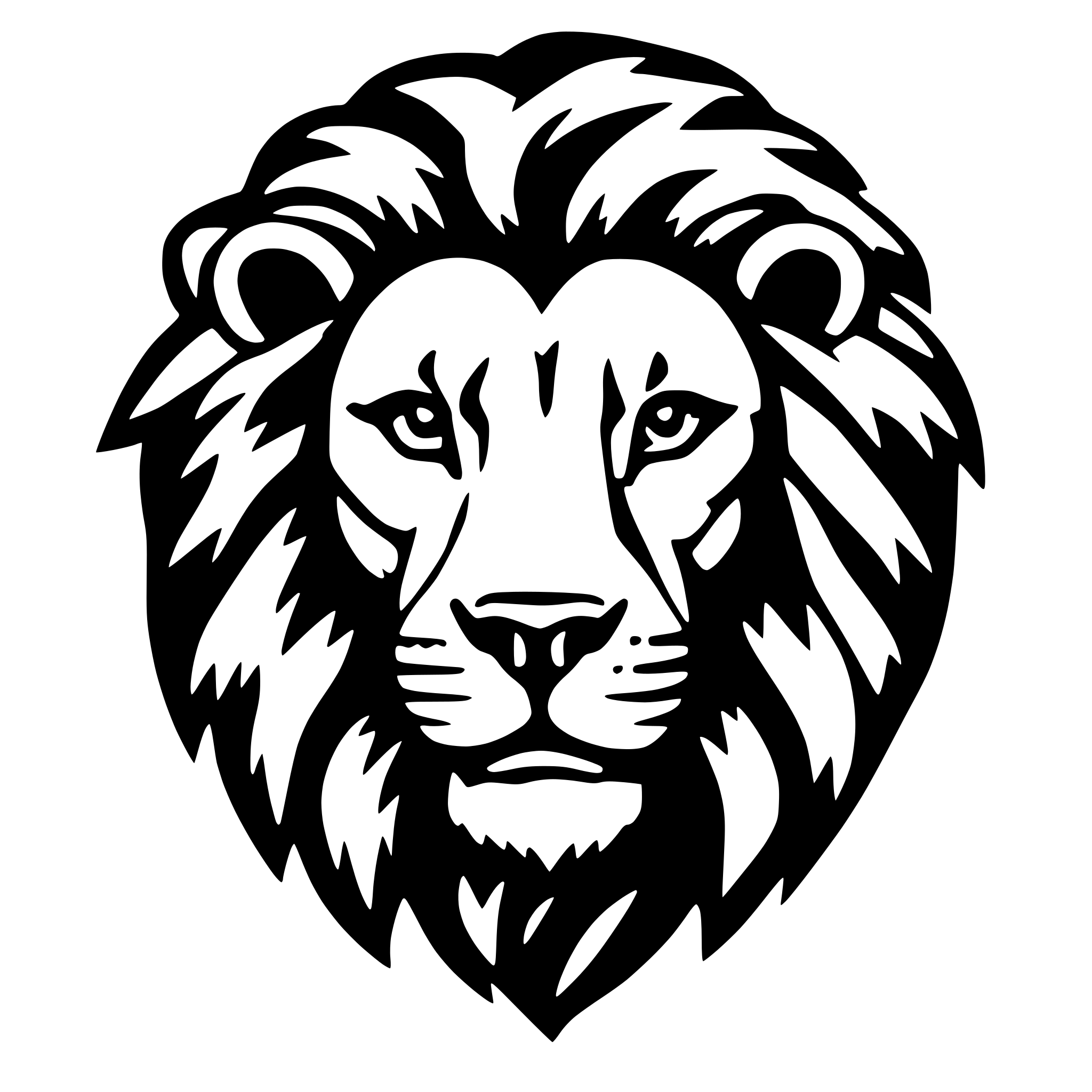 AI-generated SVG of 'lion face, logo, mascot'