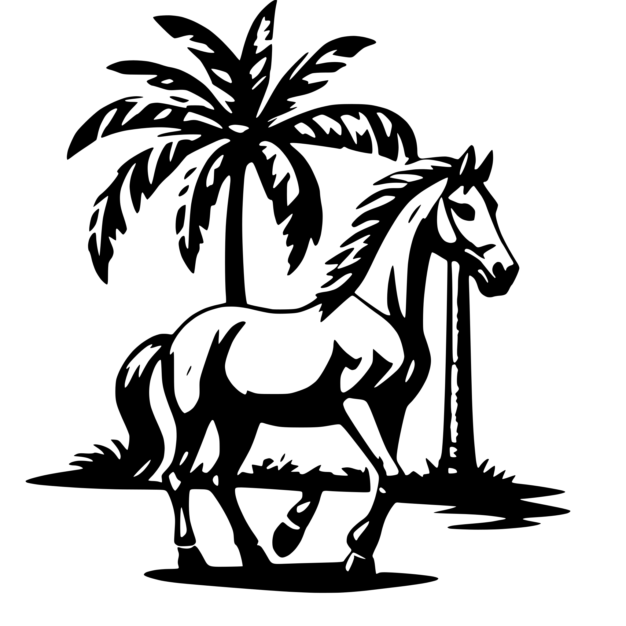 AI-generated SVG of 'palm tree horse'