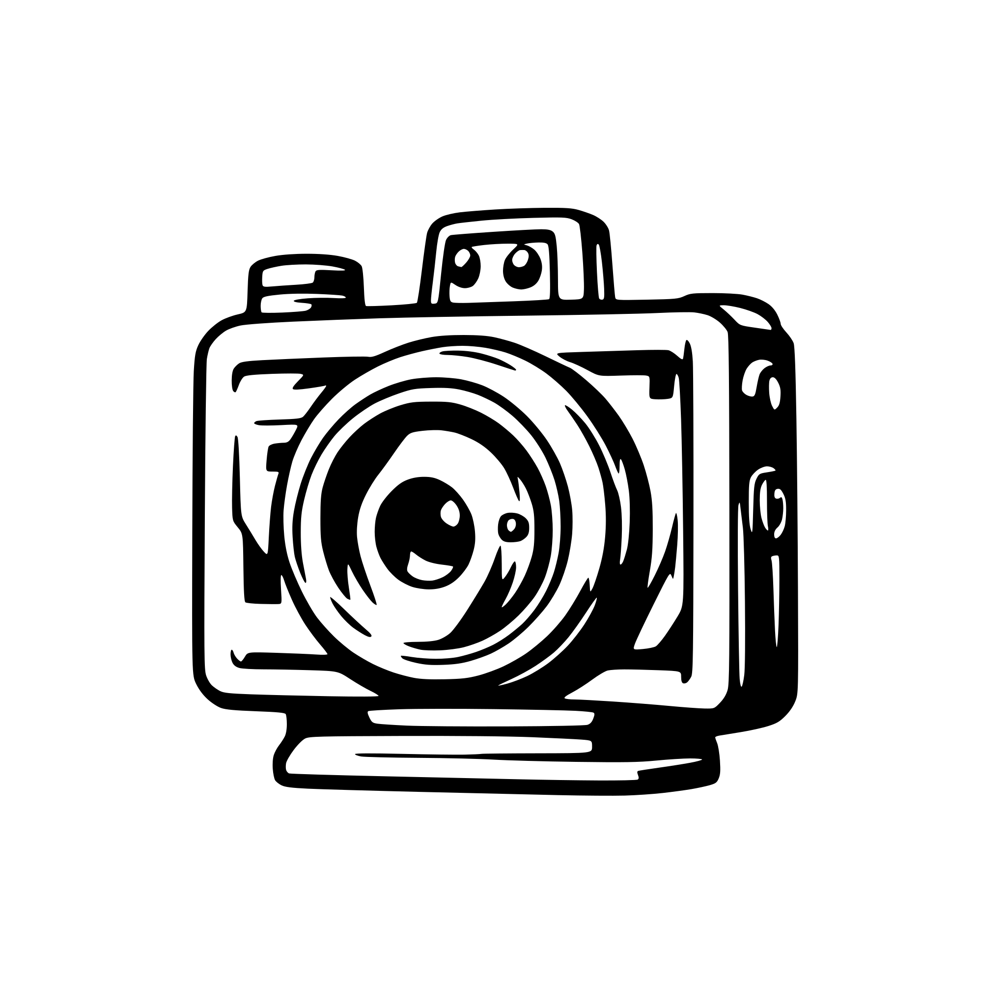 AI-generated SVG of 'an old camera with a chat element'