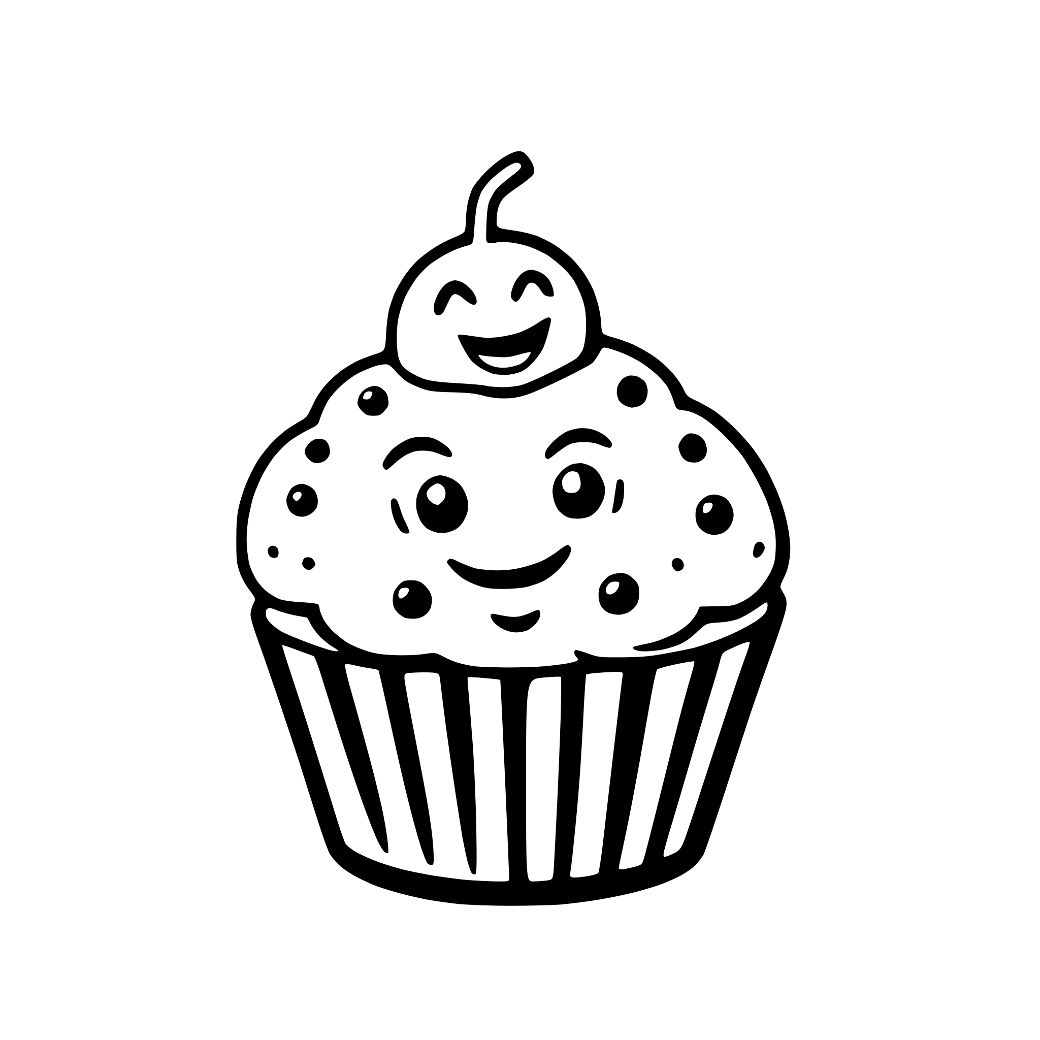 AI-generated SVG of 'a cupcake with sprinkles and a smiley face'