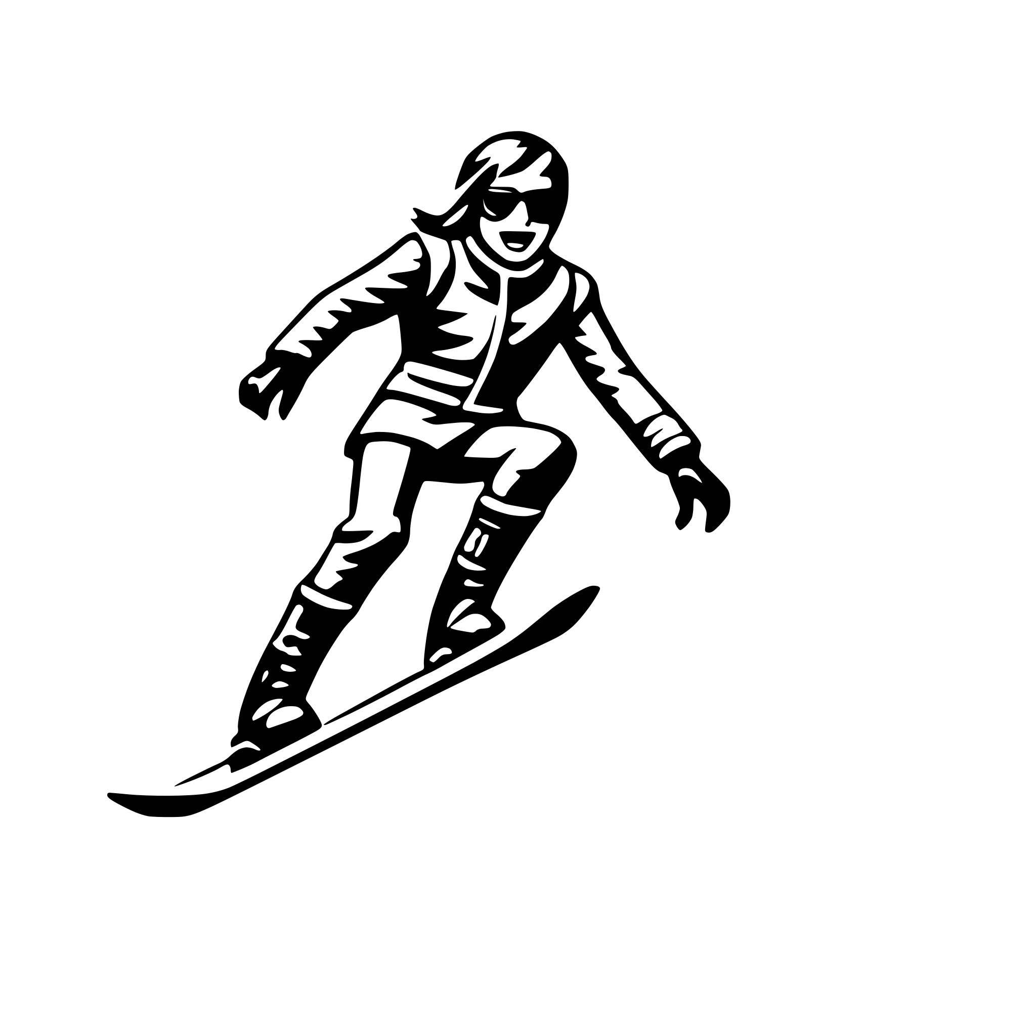 AI-generated SVG of 'snowboarding down slope'