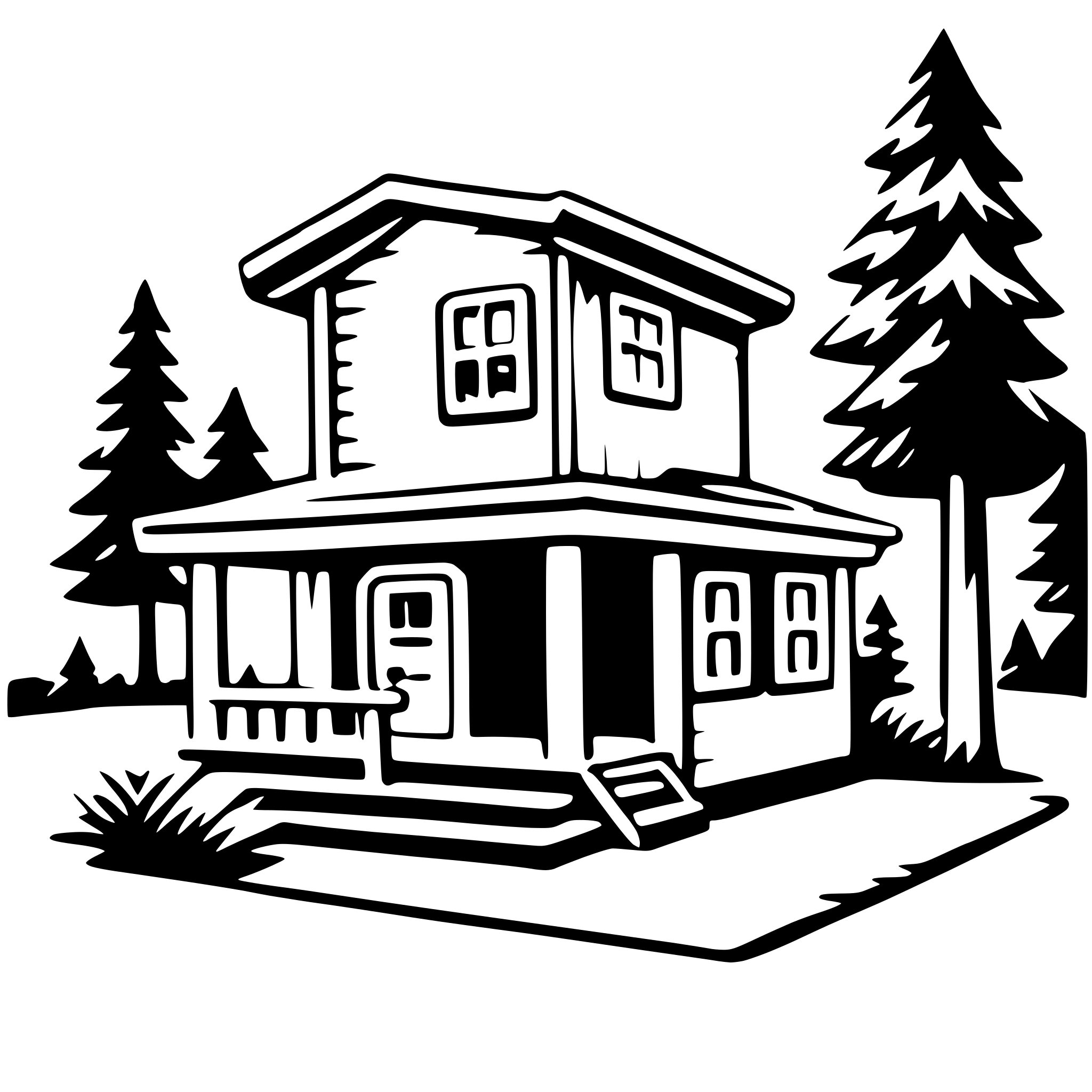 AI-generated SVG of a forest ranger station