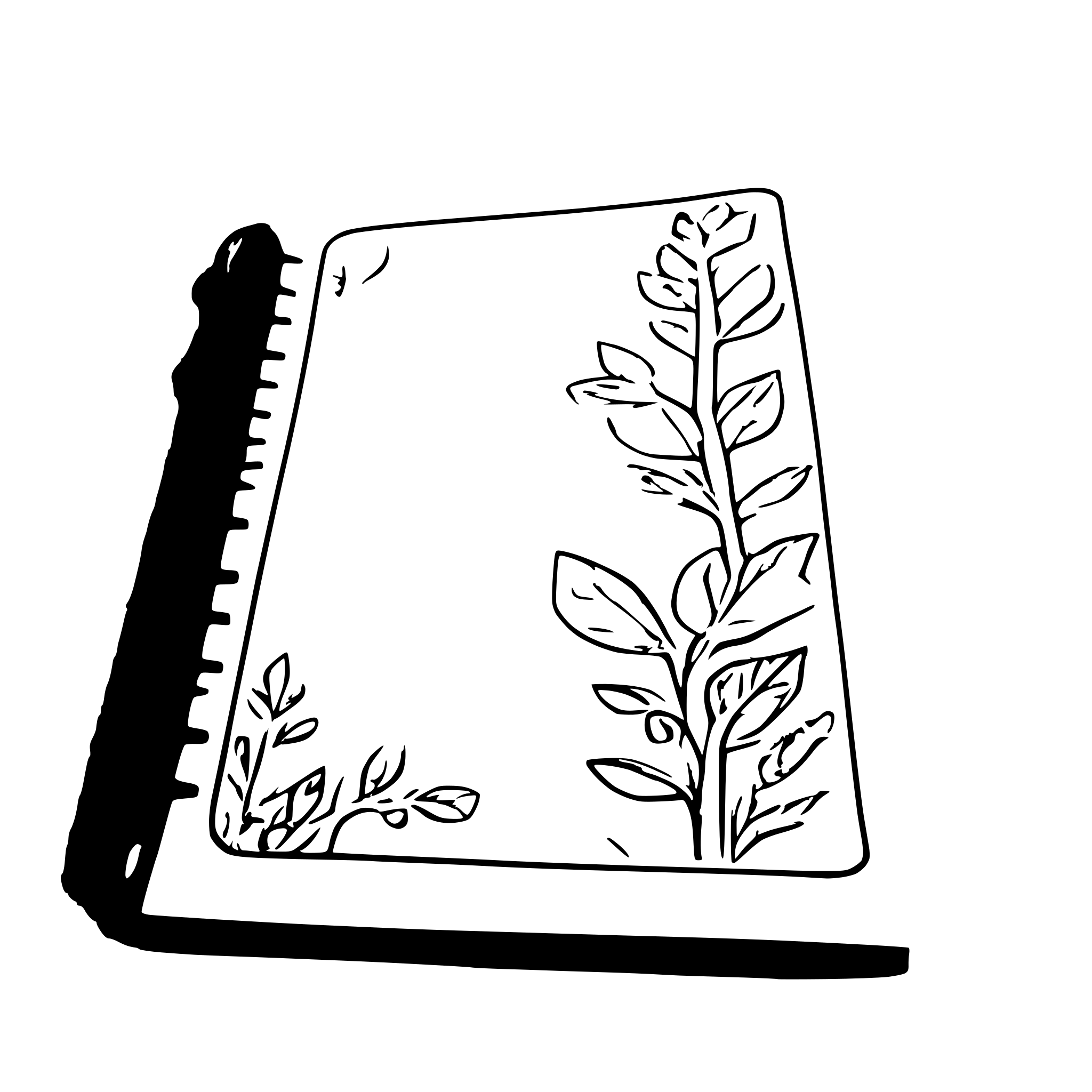 AI-generated SVG of a a business-like top-flipping spiral-bound notepad with white paper, blue lines and a margin indicated with a vertical red line