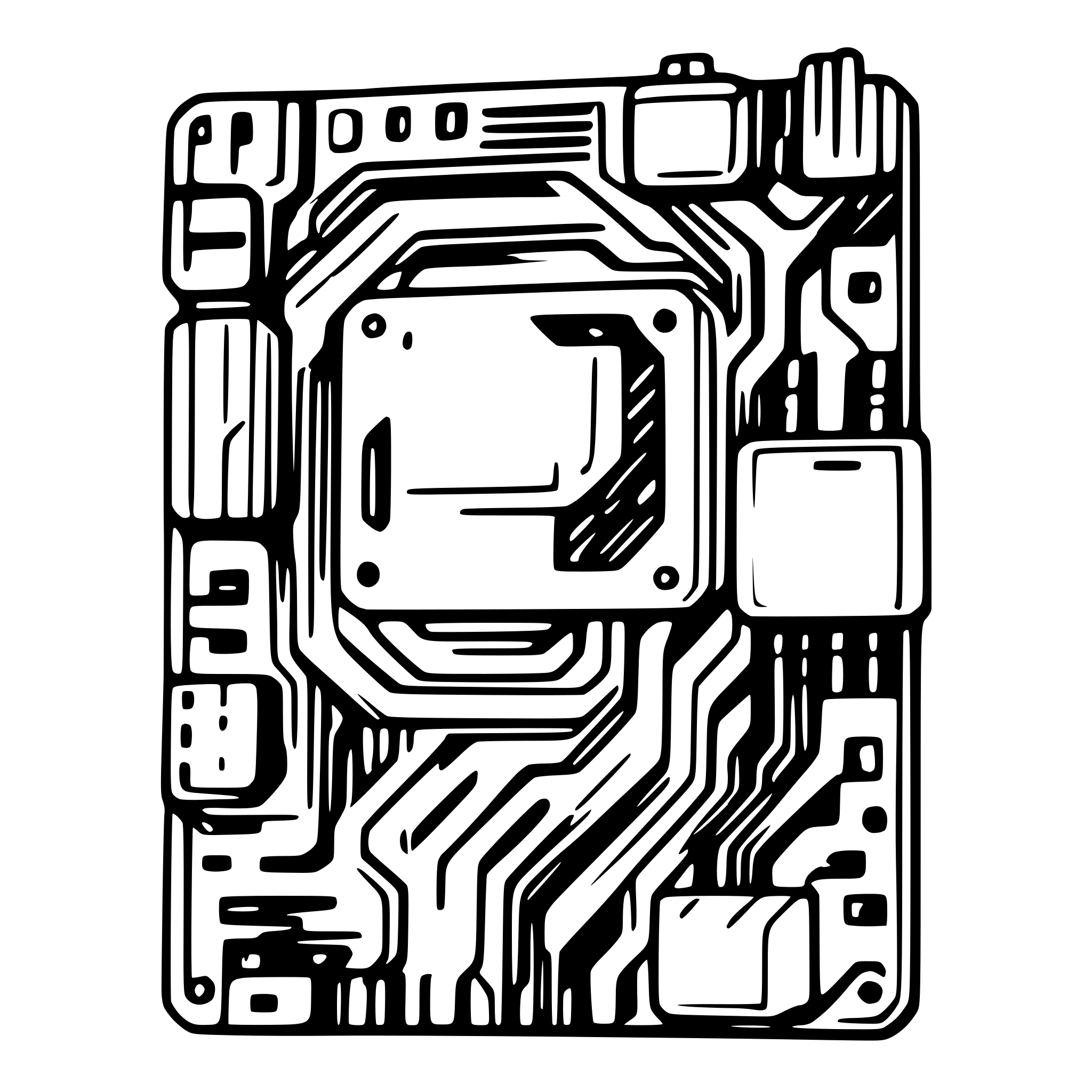 AI-generated SVG of a motherboard circuit diagram topdown