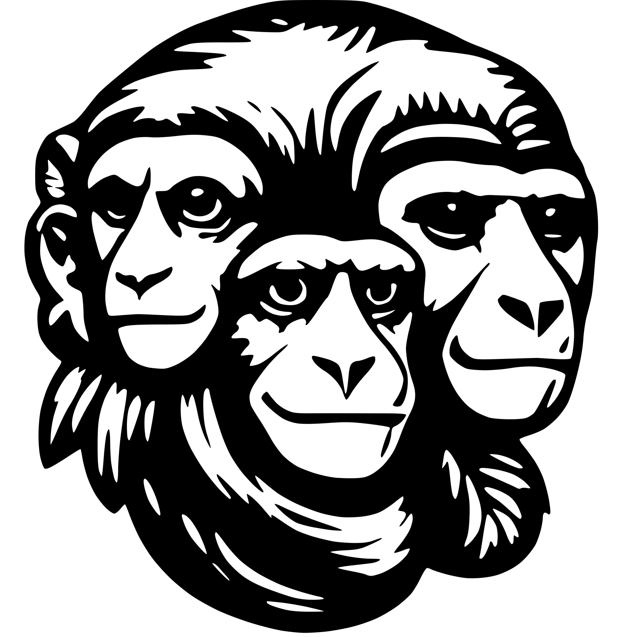 AI-generated SVG of a Three headed monkey