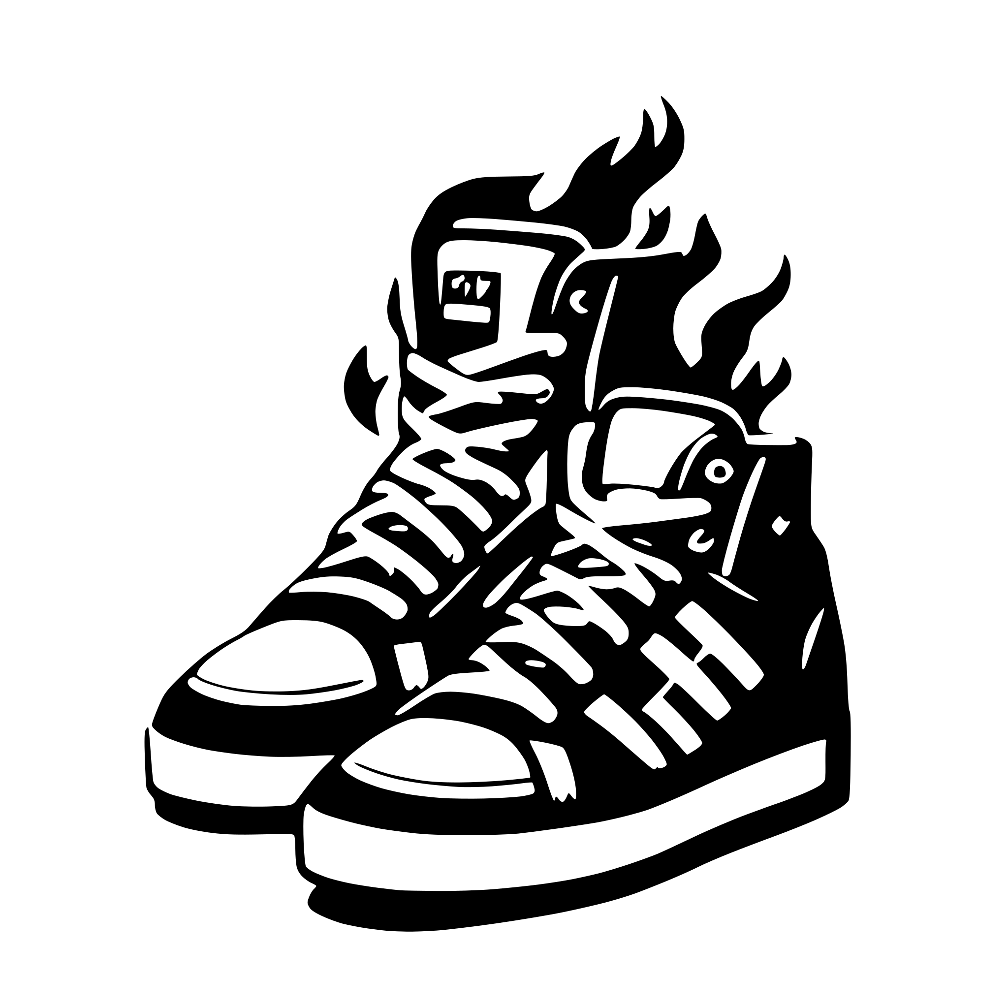 AI-generated SVG of 'sneakers with fire'