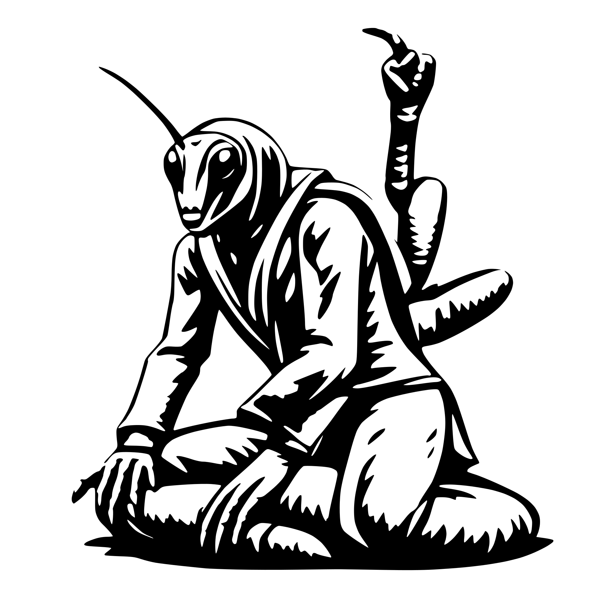 AI-generated SVG of a a mantis doing jiu jitsu