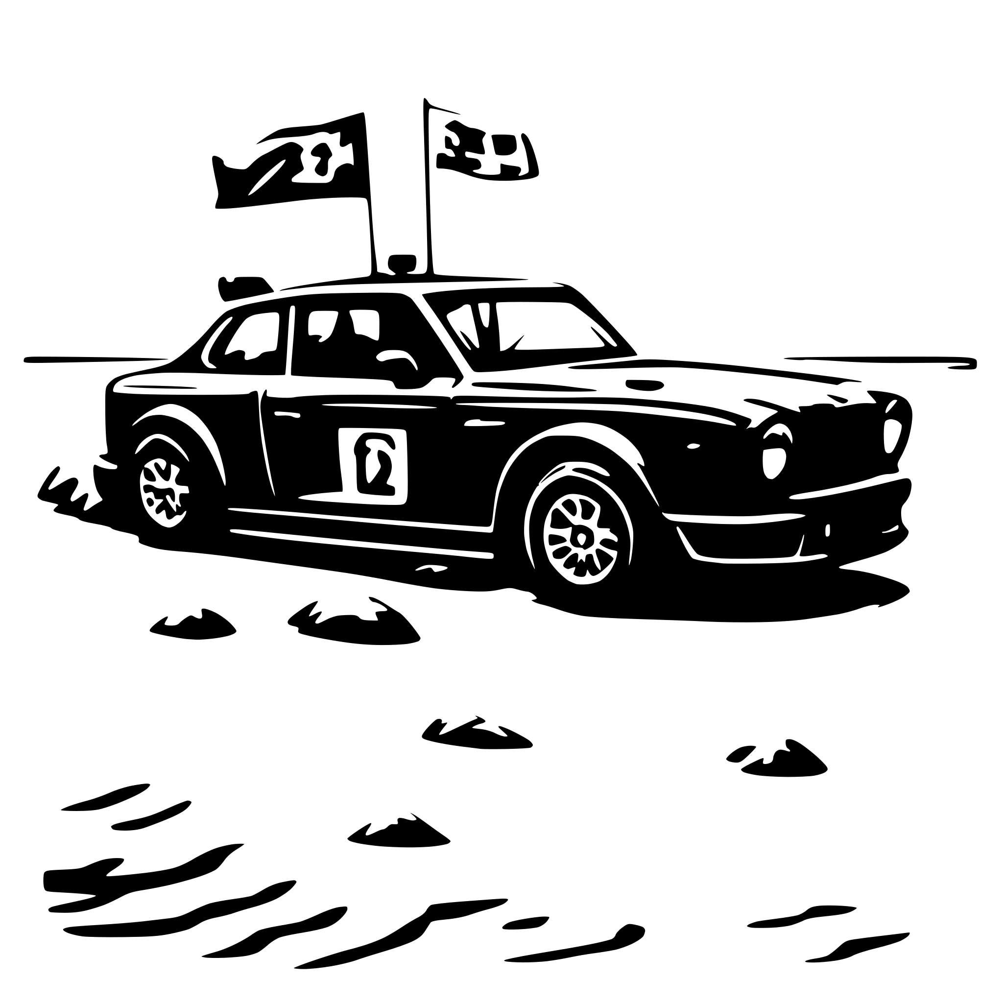 AI-generated SVG of a rally car on beach