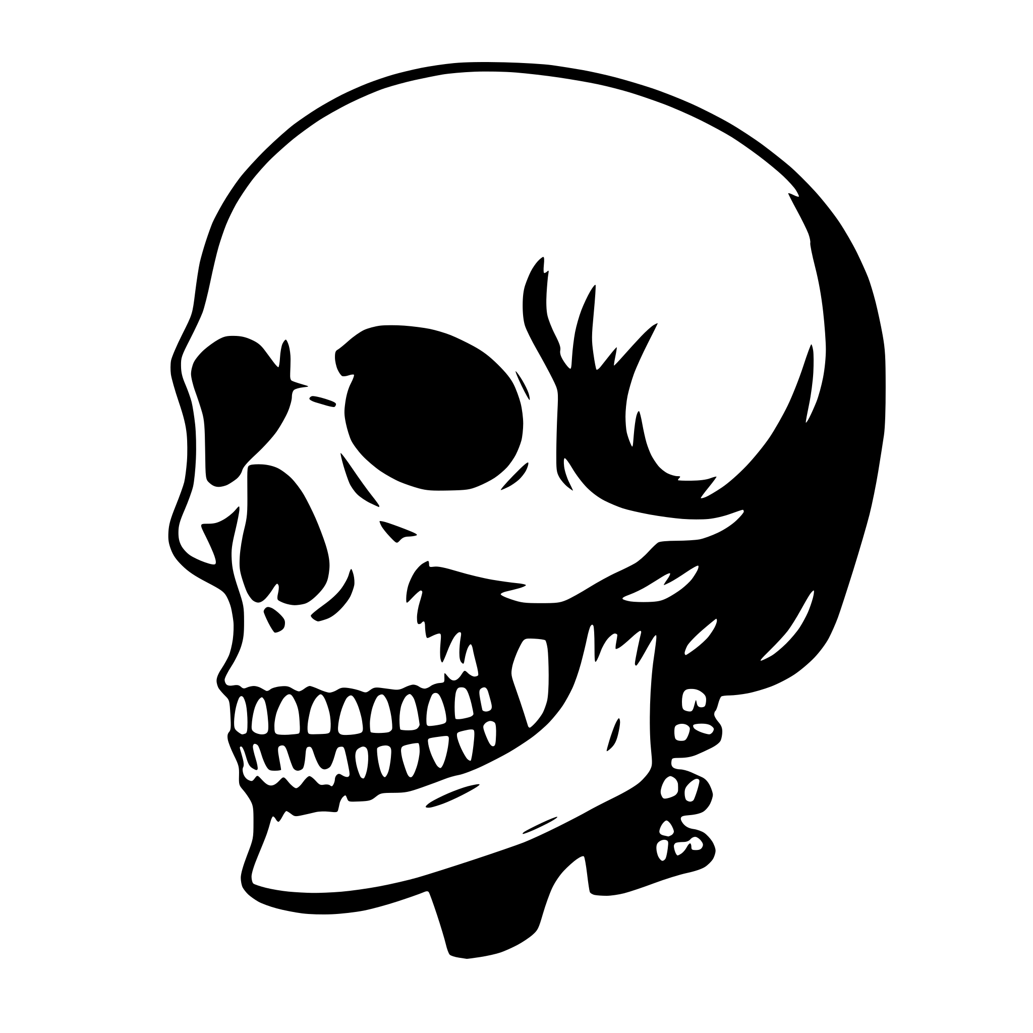 AI-generated SVG of a skull face profile with round eye