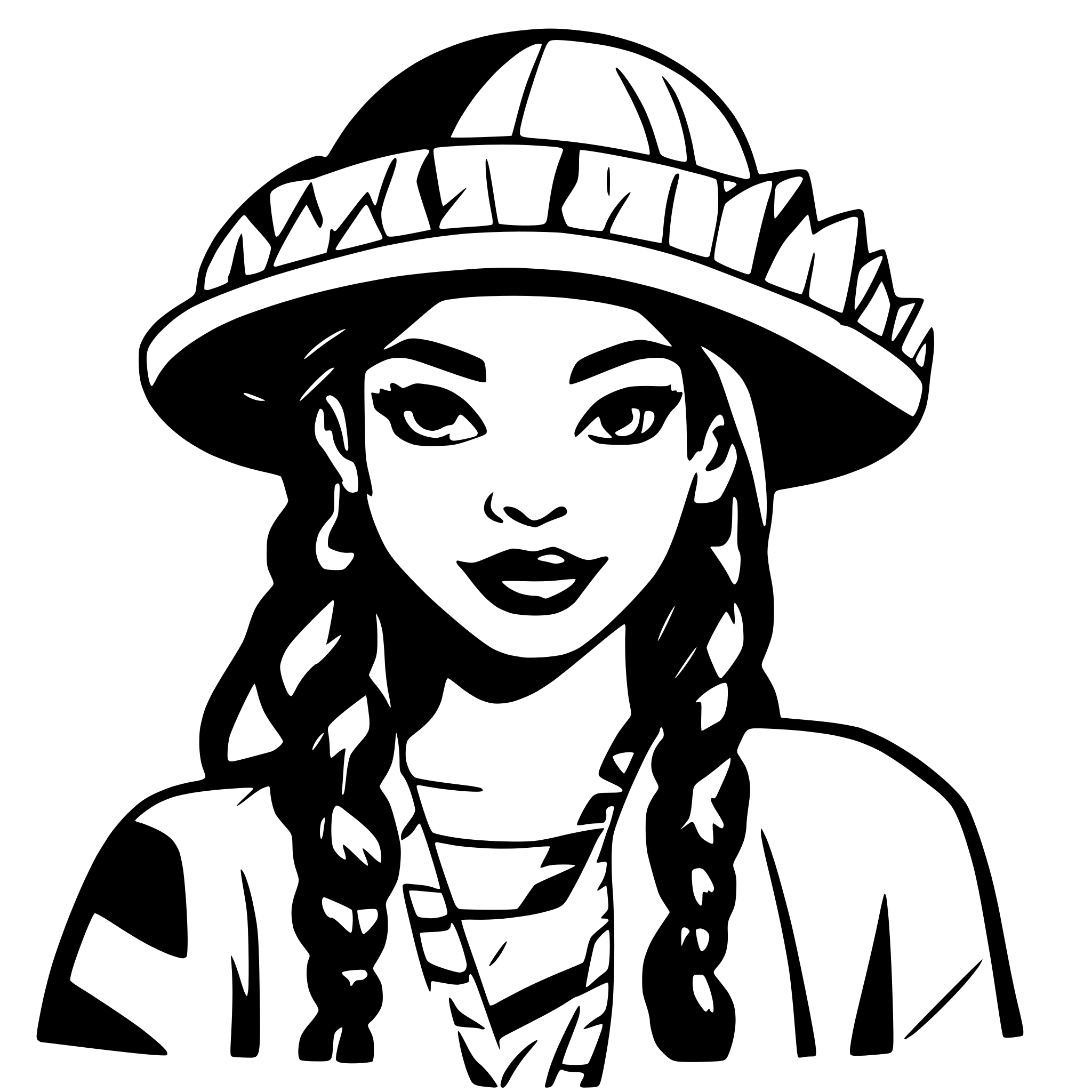 AI-generated SVG of a pop art comic style woman of indigenous descent