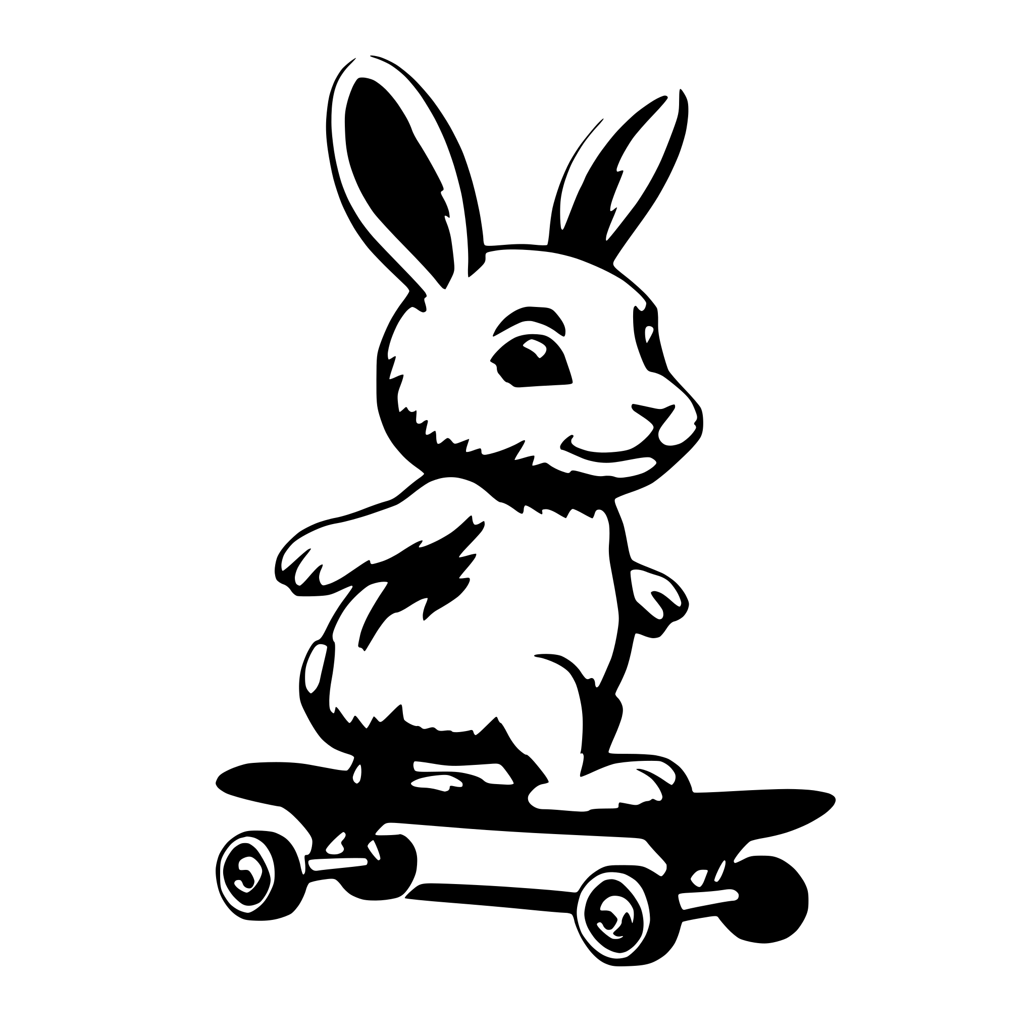 AI-generated SVG of 'baby bunny on skateboard'