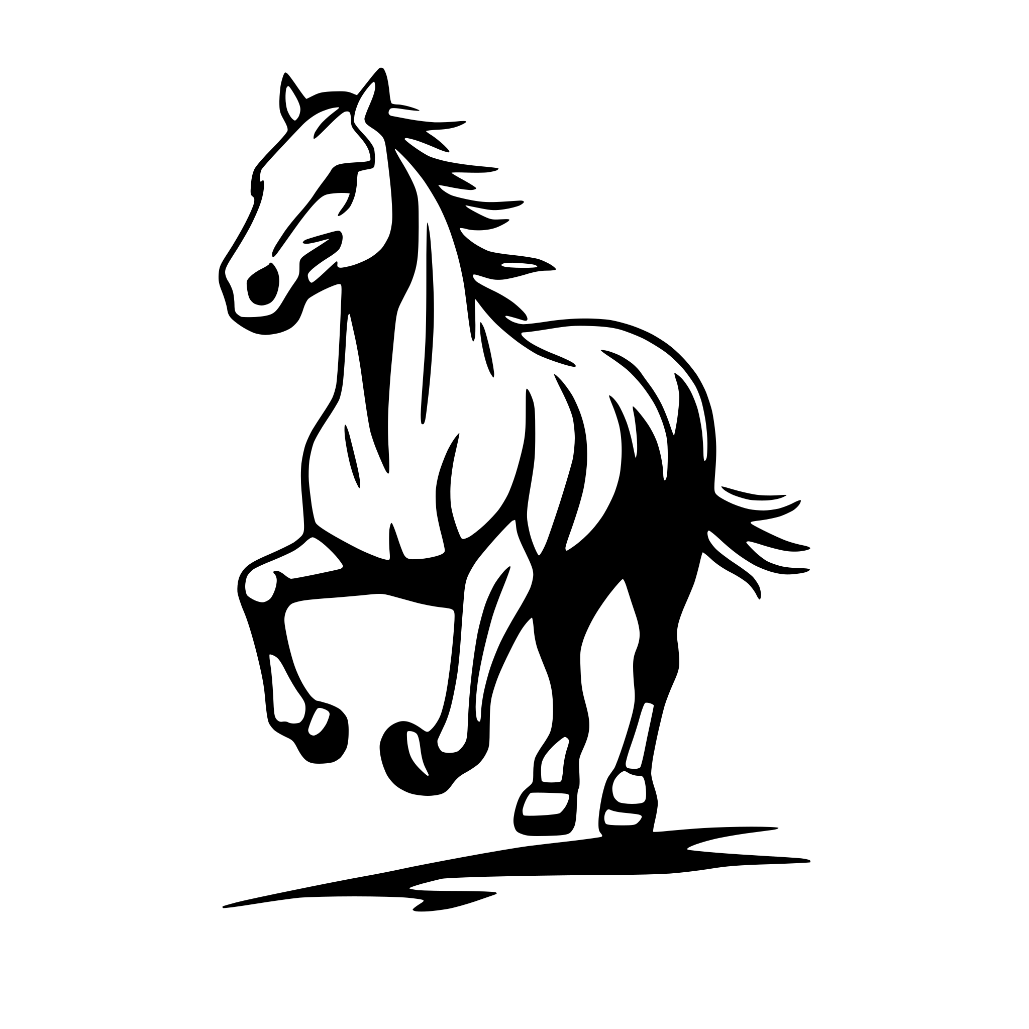 AI-generated SVG of a horse galloping on beach