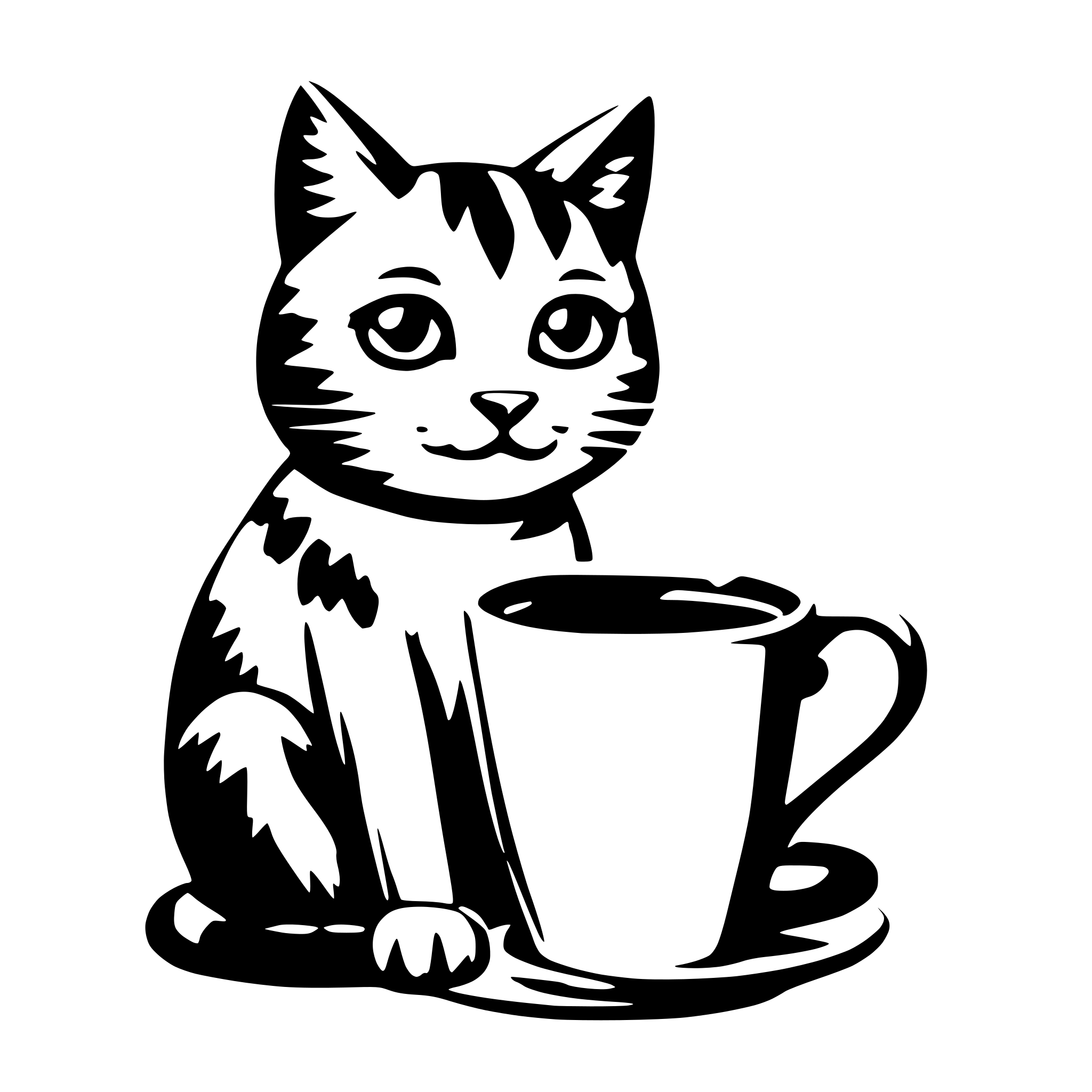 AI-generated SVG of 'cute cat drinking coffee'