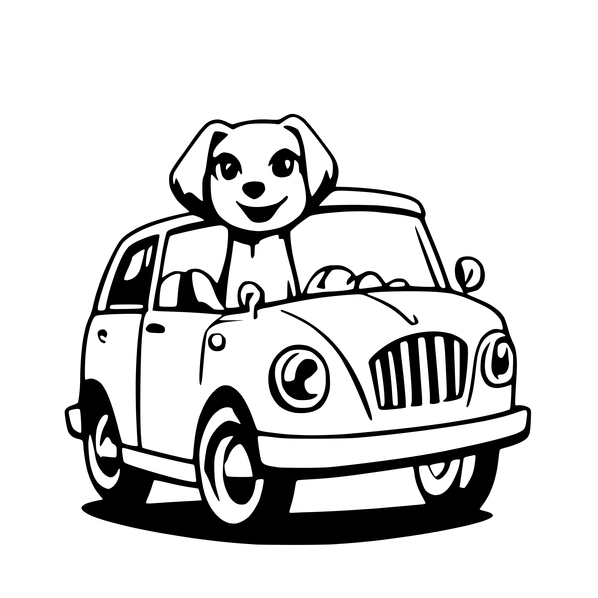 AI-generated SVG of a one dog and one car