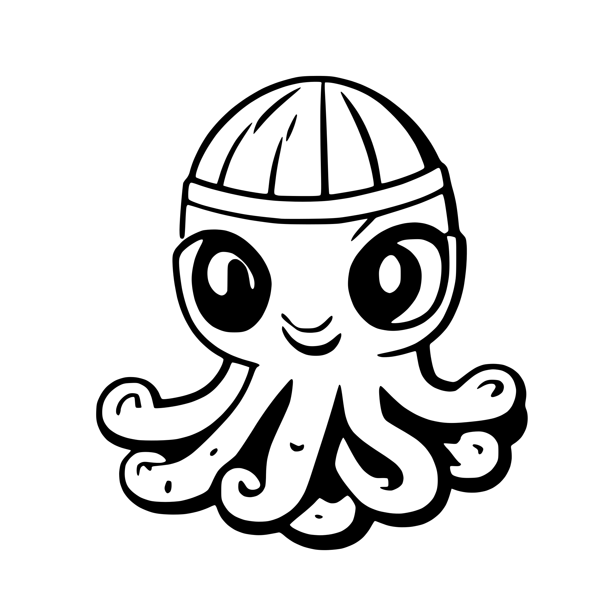 AI-generated SVG of 'cute octopus with snorkel set'