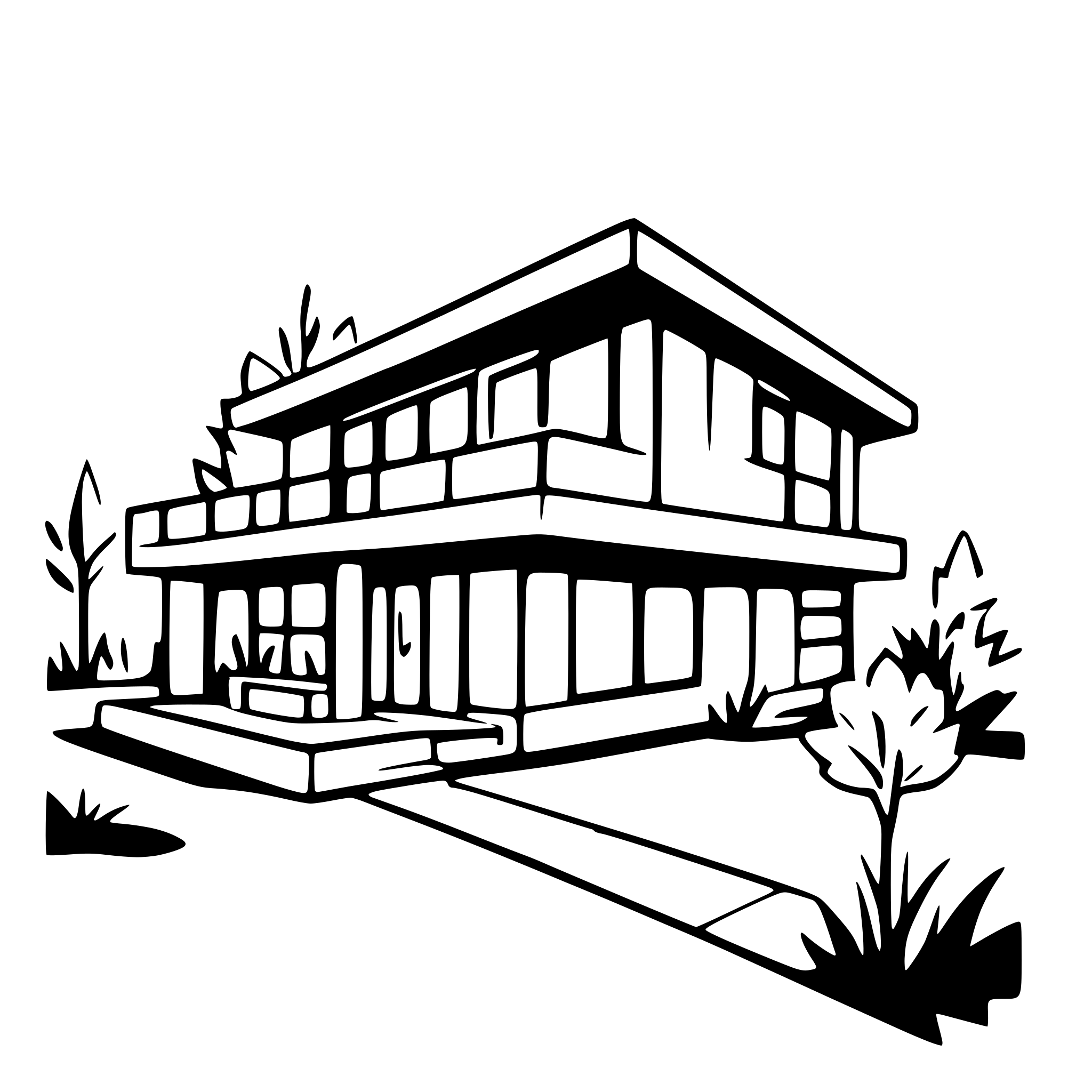 AI-generated SVG of 'mid-century modern house architectural drawing'