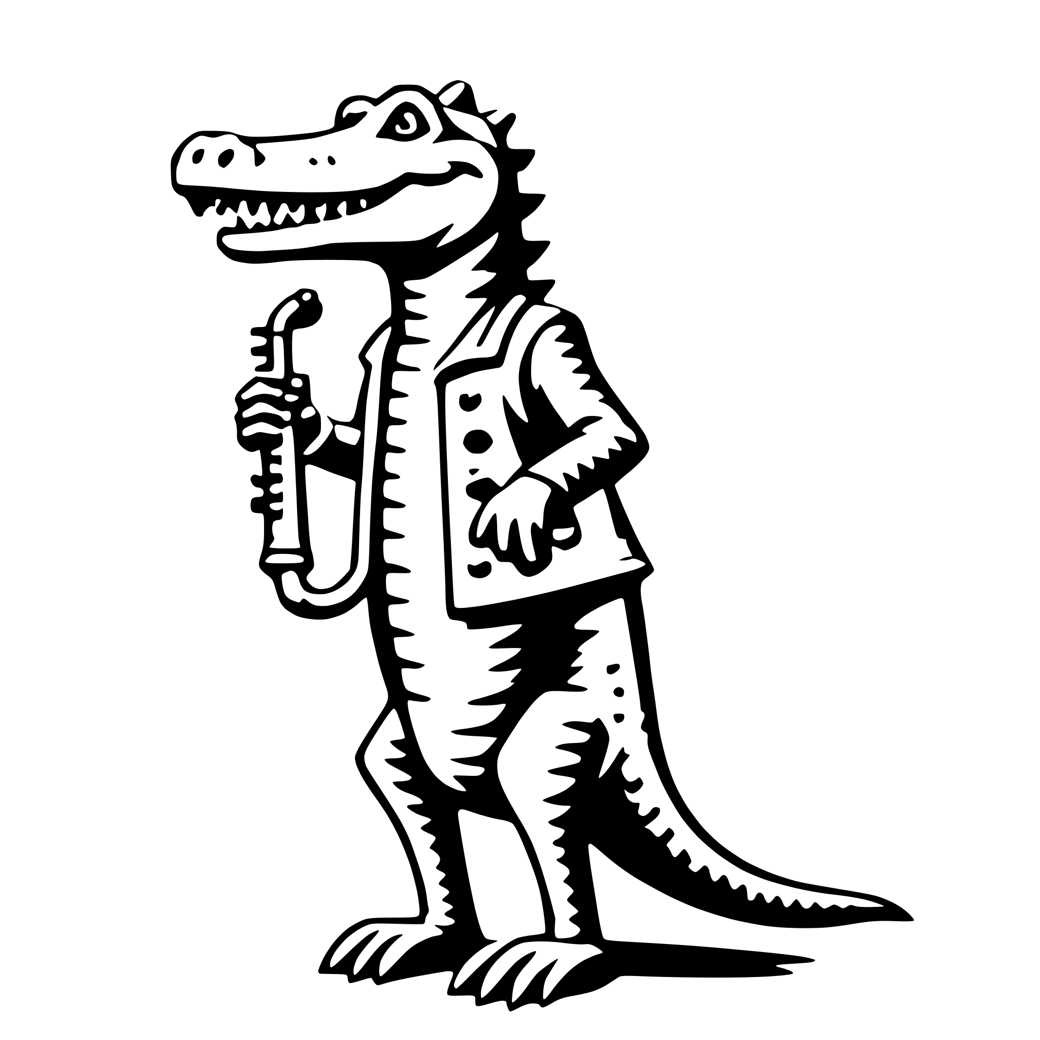 AI-generated SVG of a crocodile with saxophone