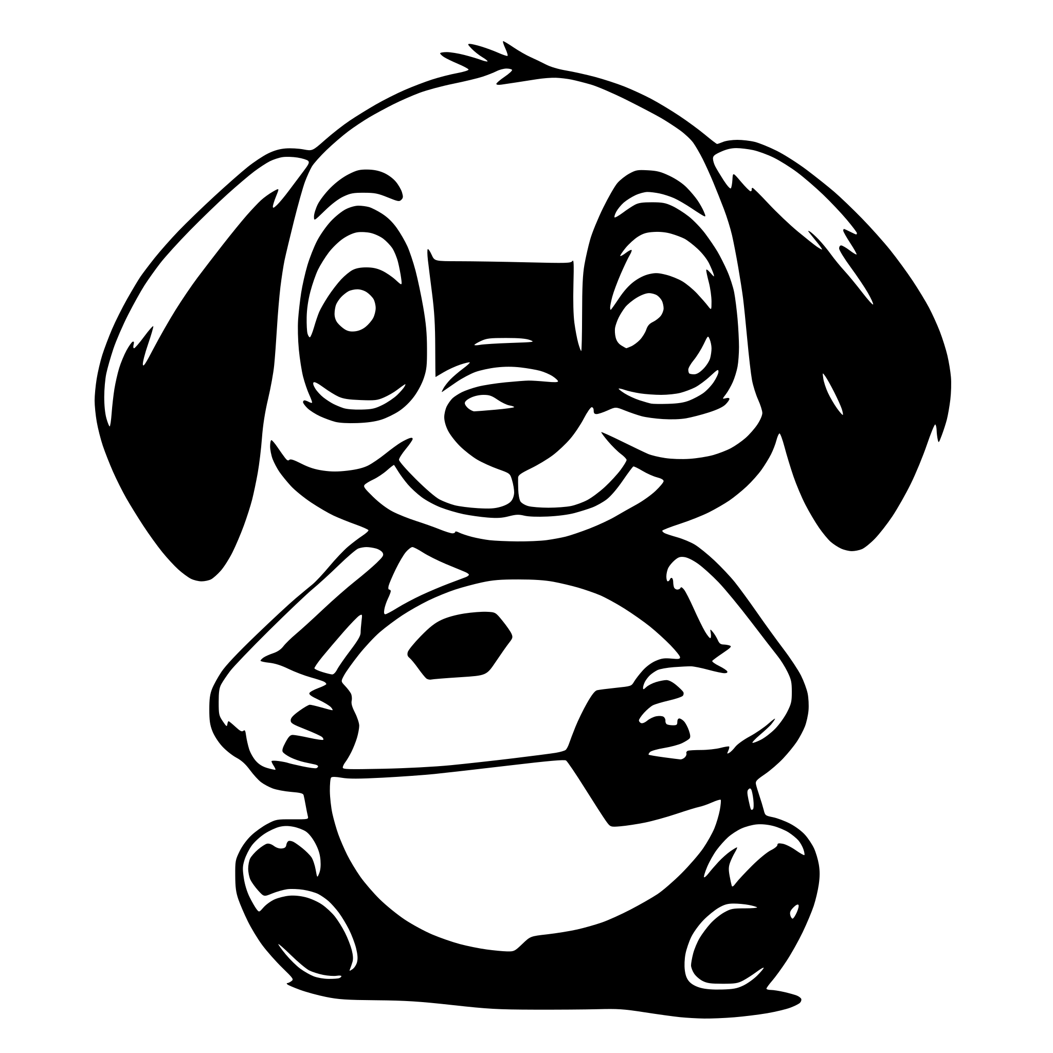 AI-generated SVG of a Stitch holding a ball