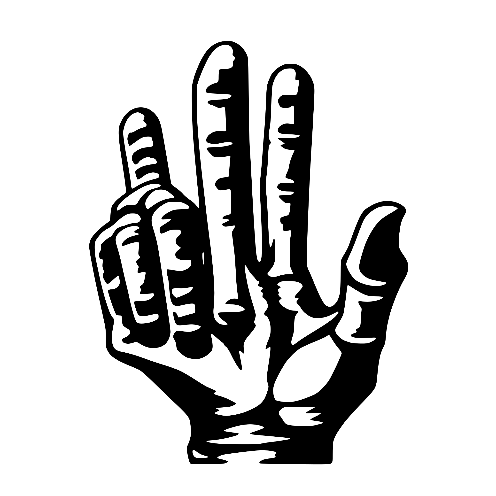 AI-generated SVG of 'skeleto middle finger'