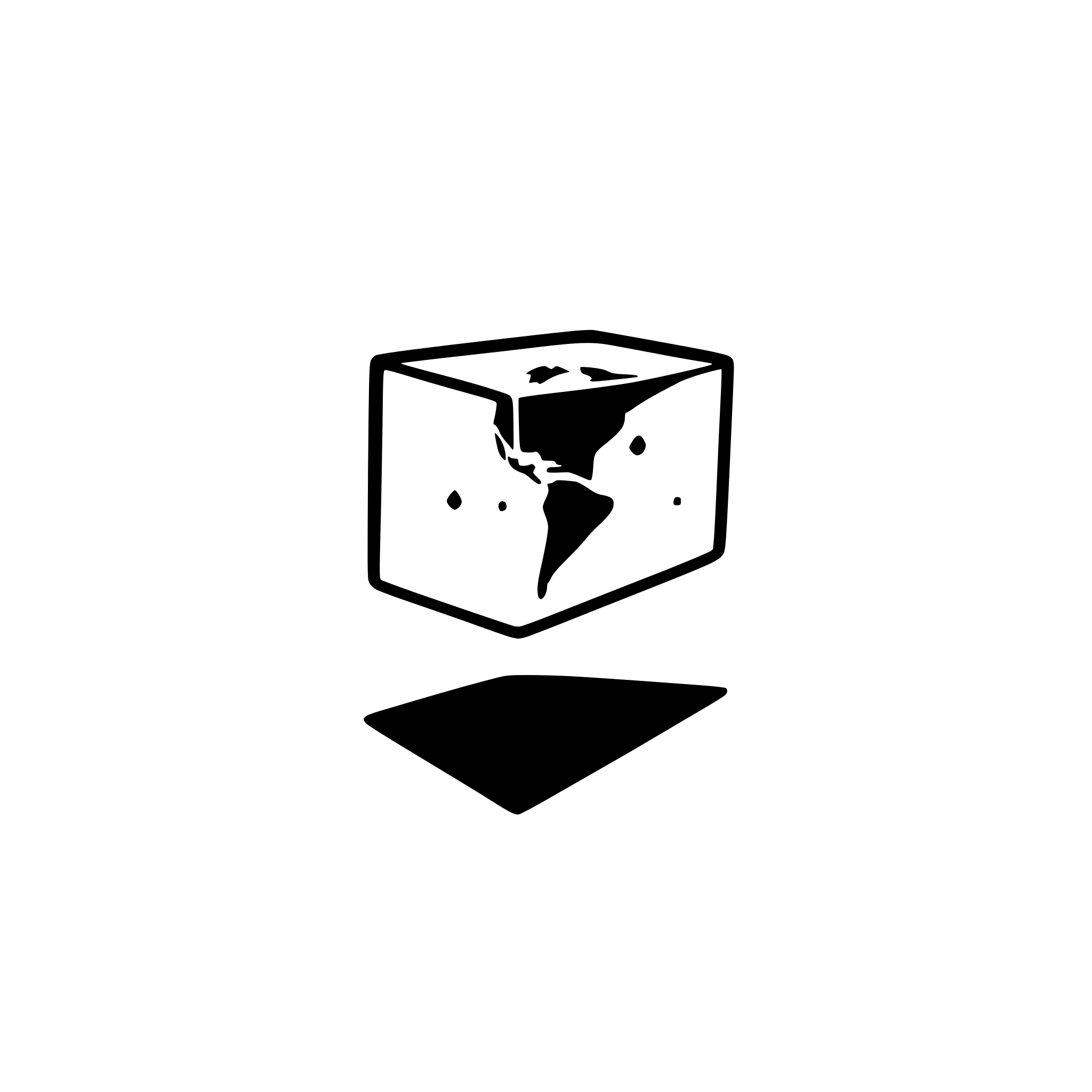 AI-generated SVG of 'A cube with equal edges in space.Stars resembled by simple dots in the background. The earth as line art in the lower right corner. The cube has a trajectory to earth.'