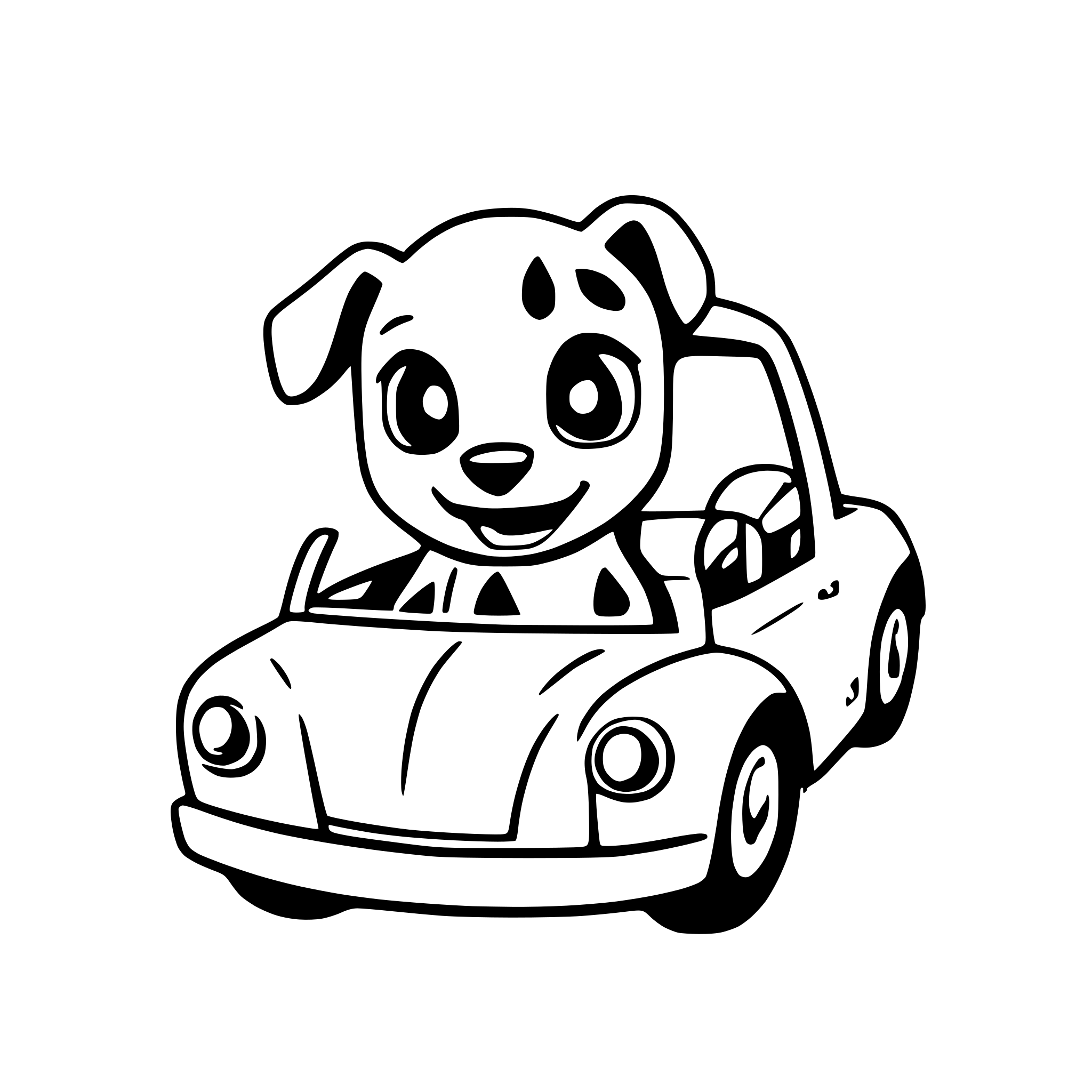 AI-generated SVG of a one dog and one car