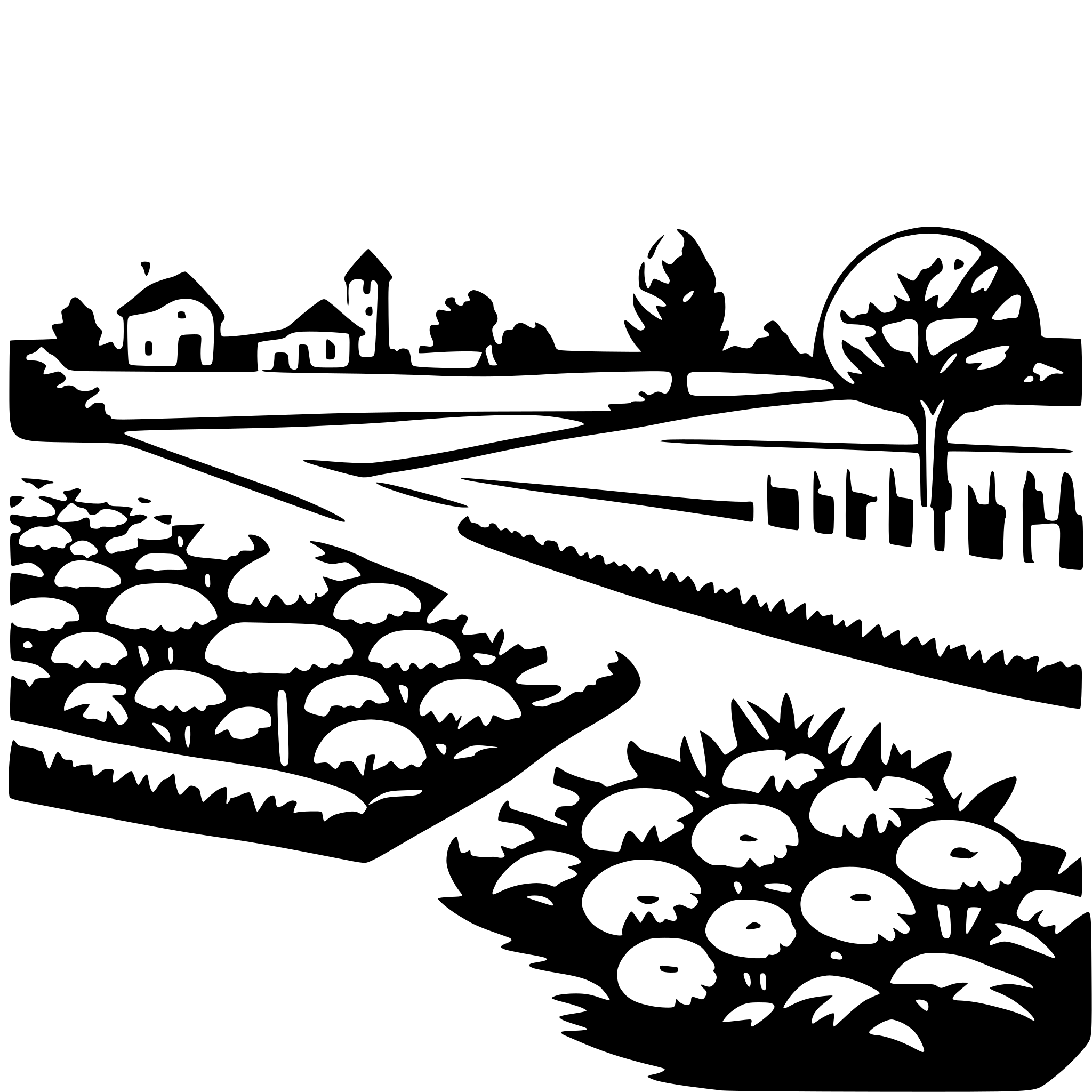 AI-generated SVG of 'a farm and flower garden'