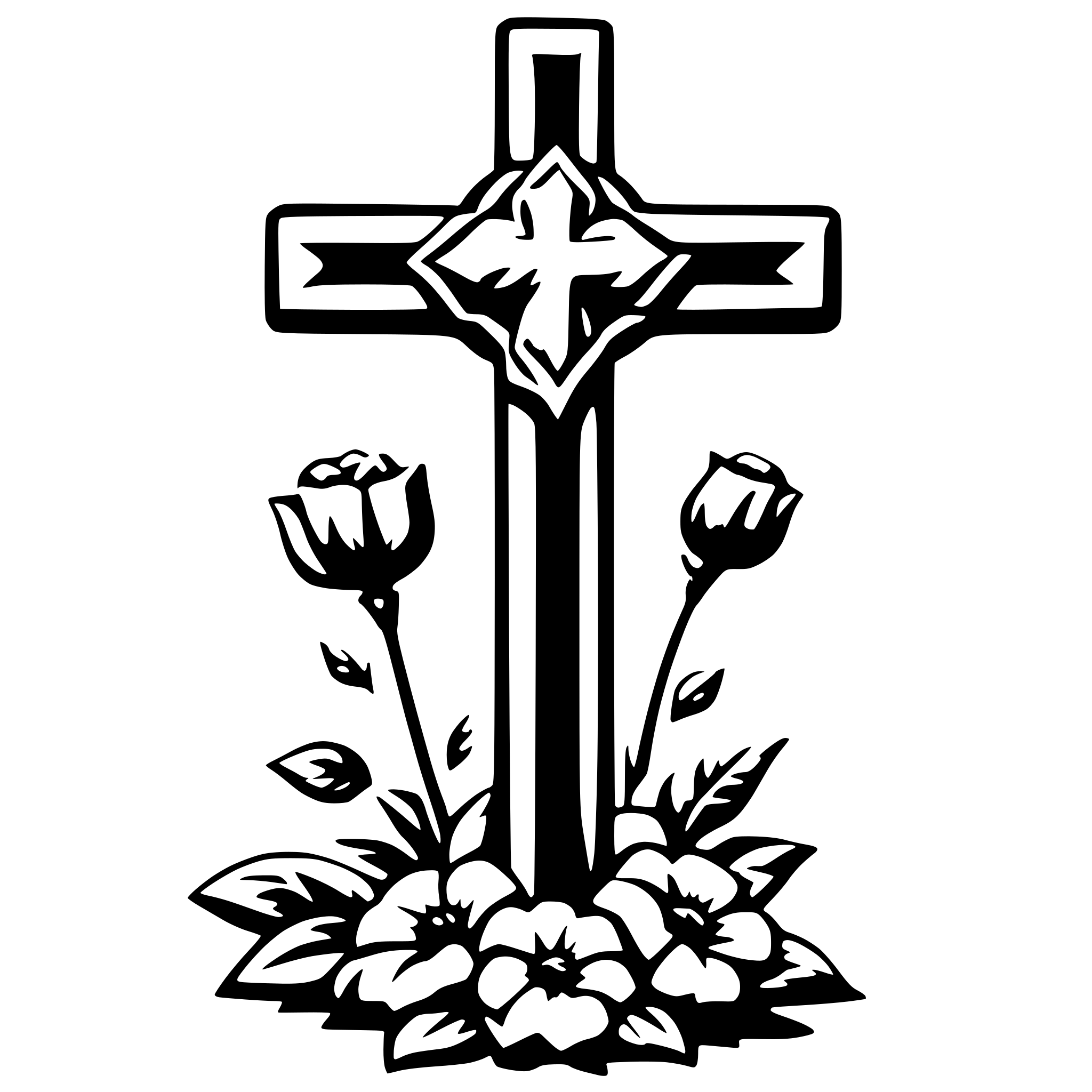 AI-generated SVG of 'cross with flowers'