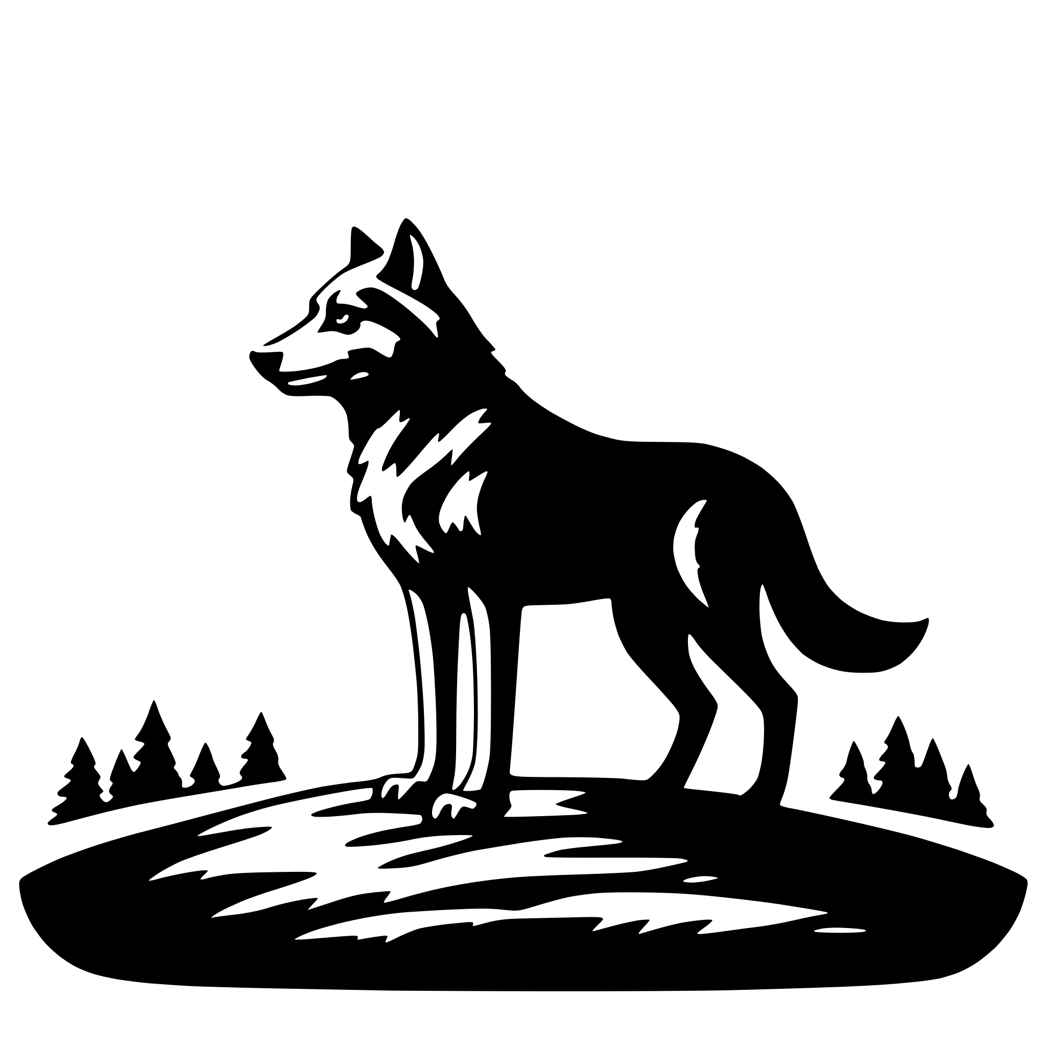 AI-generated SVG of 'wolf in moonlight'