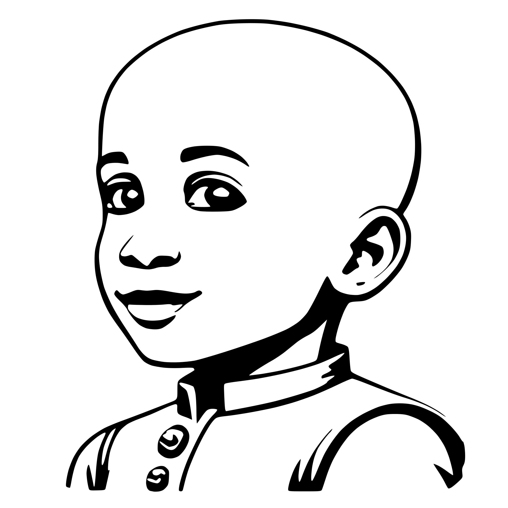AI-generated SVG of 'bald african boy smiling'