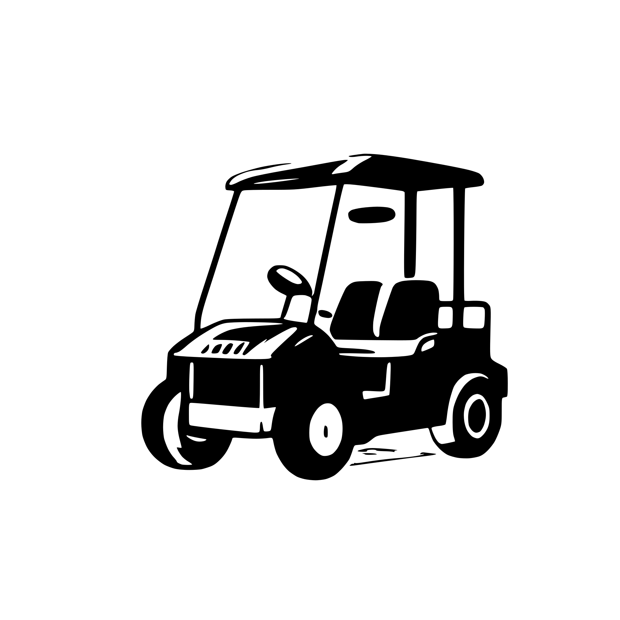 AI-generated SVG of a 2D golf cart with a fat man
