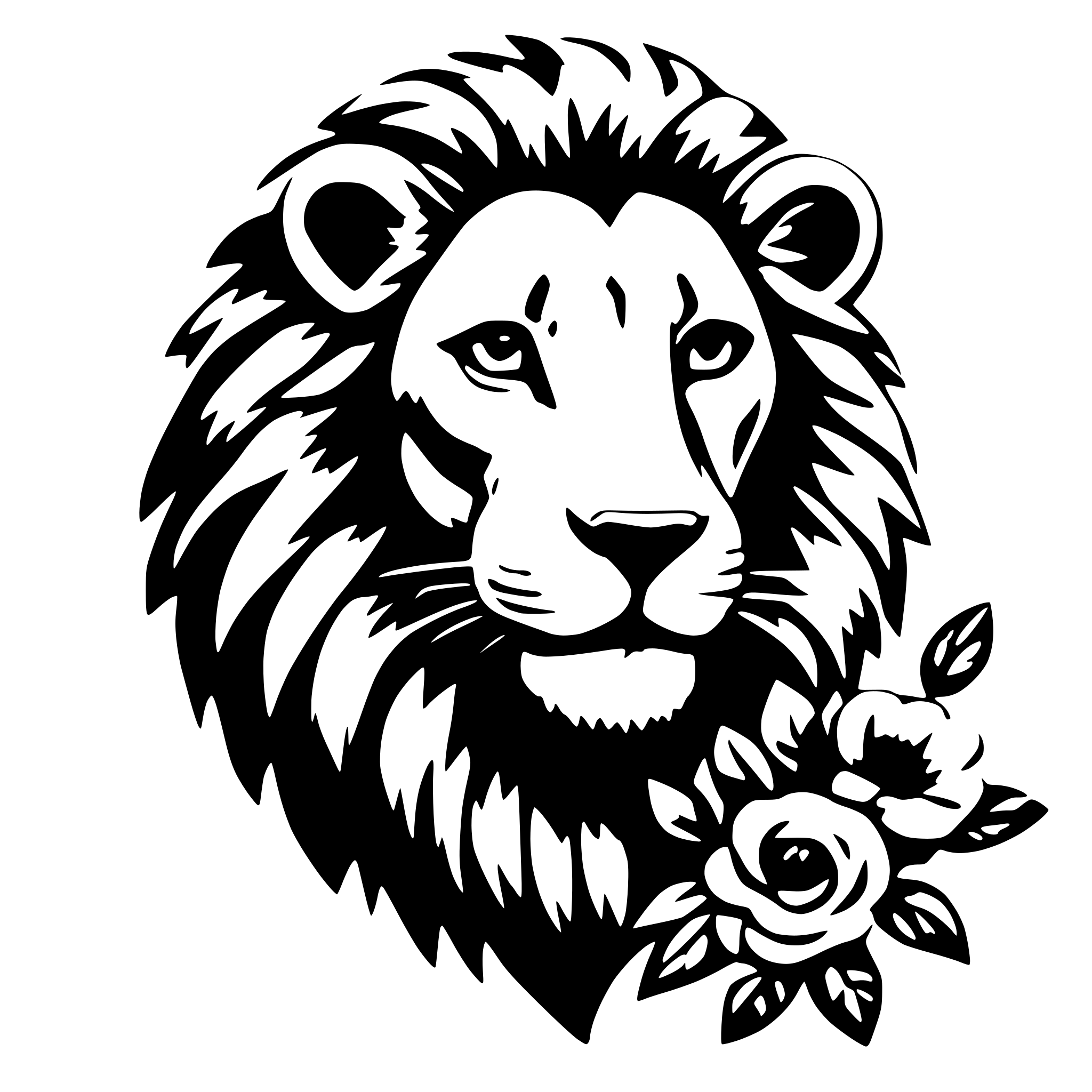 AI-generated SVG of 'lion with flowers'