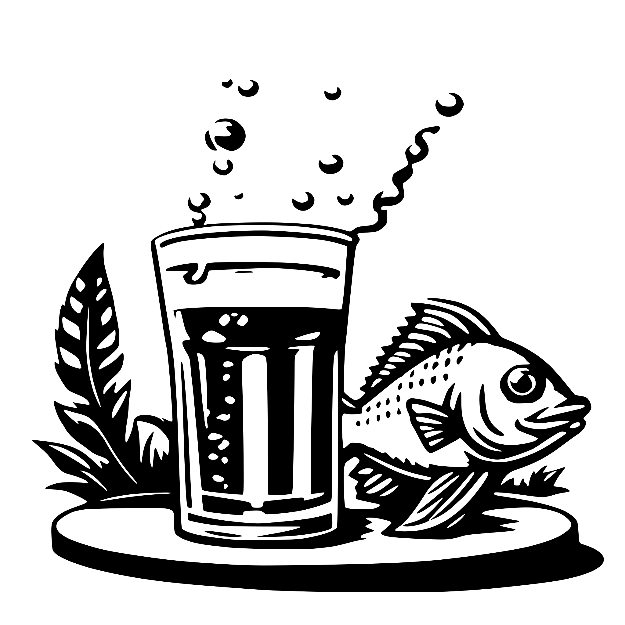 AI-generated SVG of a fish drink beer
