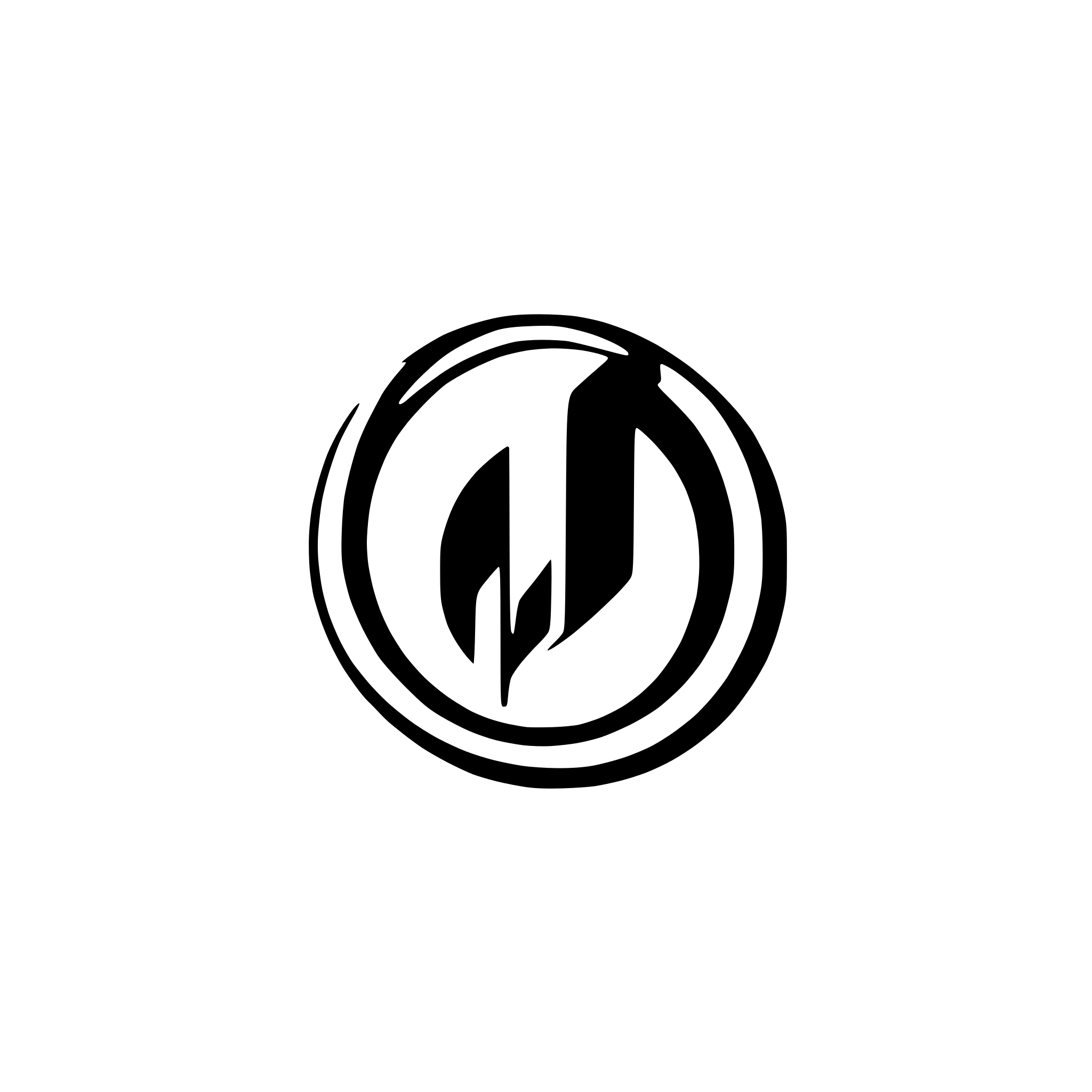 AI-generated SVG of a The letter I, with rounded edges, surrounded by a circle